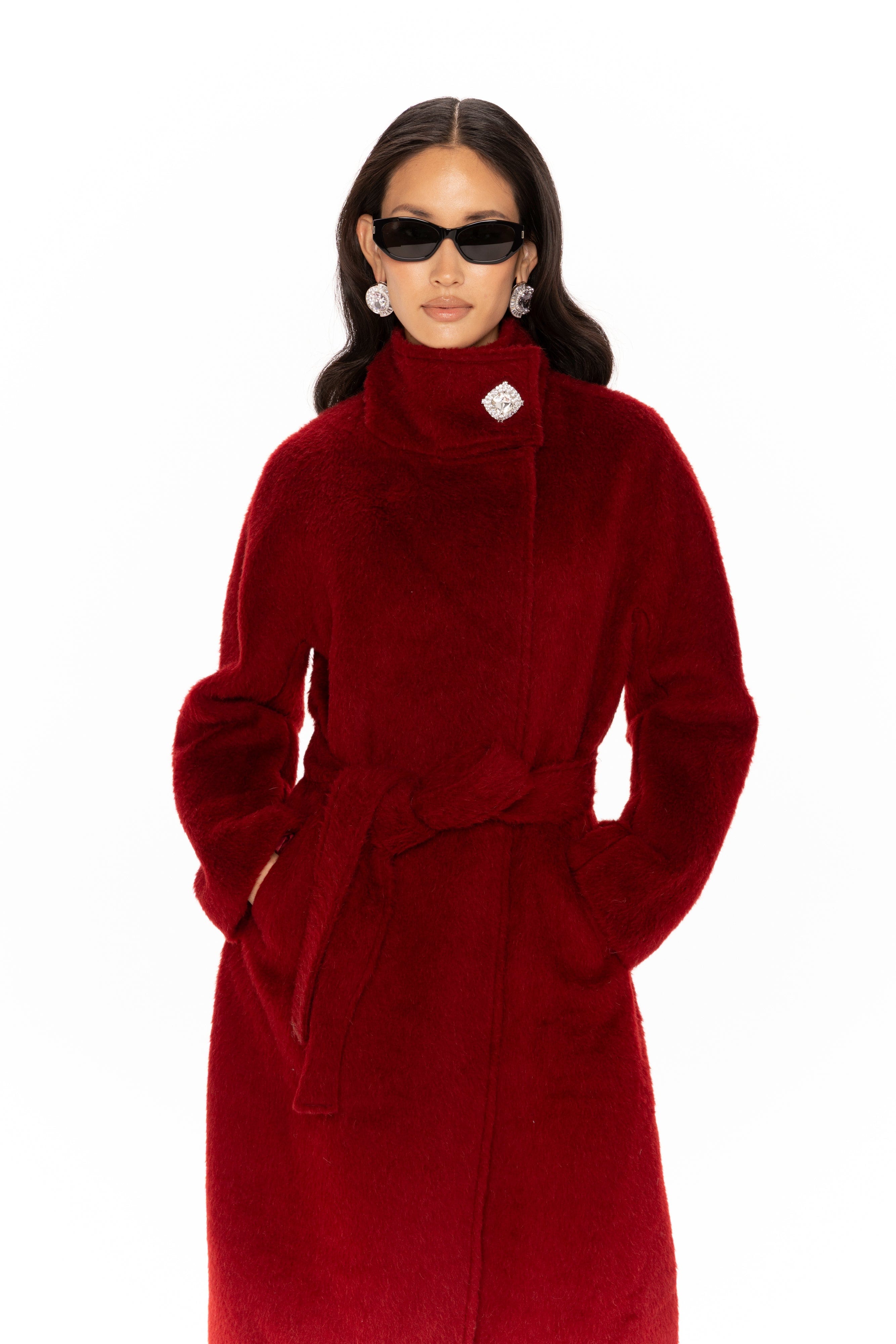 Audrey Long Coat (Red) made by Nana Jacqueline