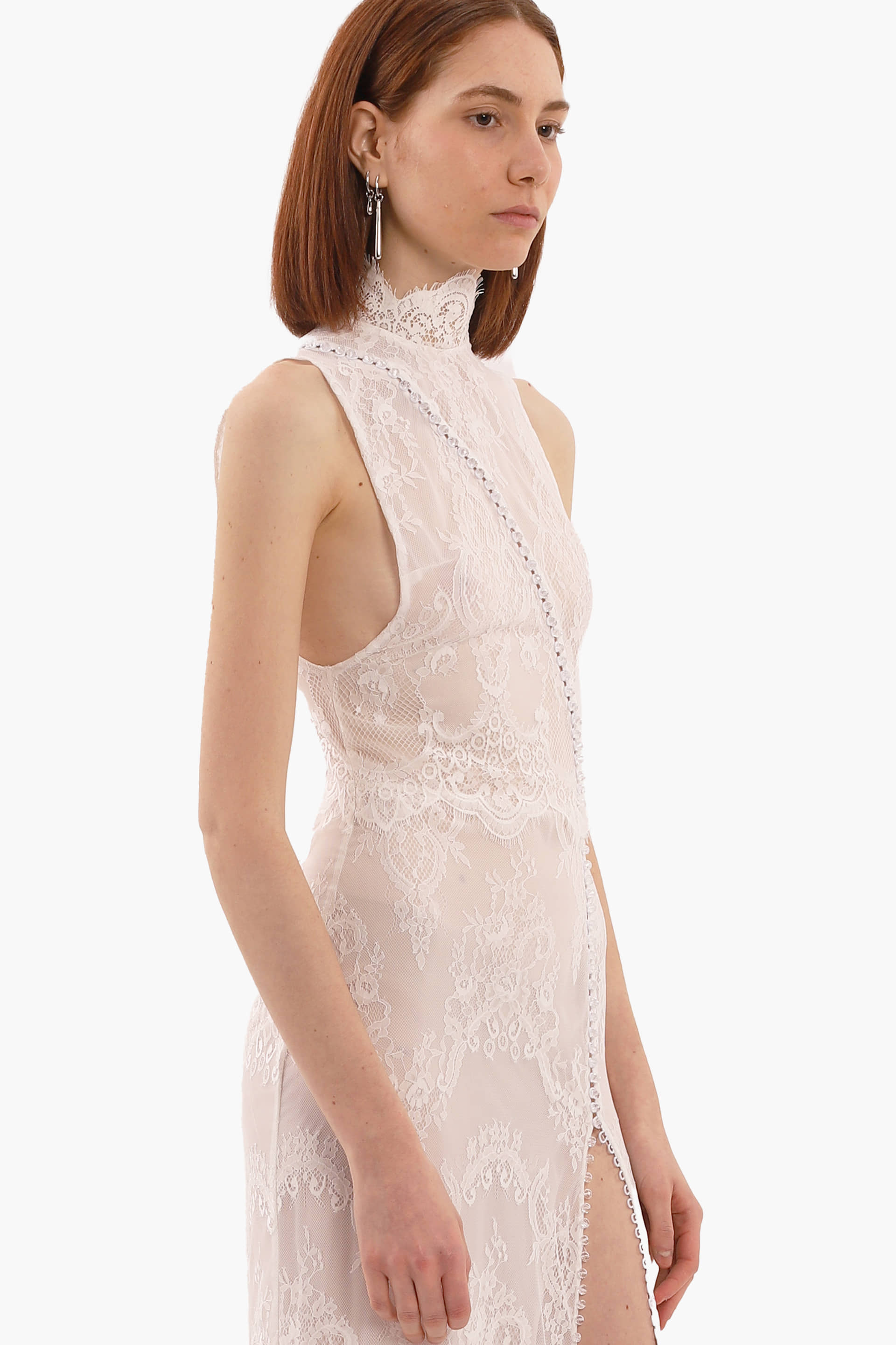 White lace button dress made by Compte Spain
