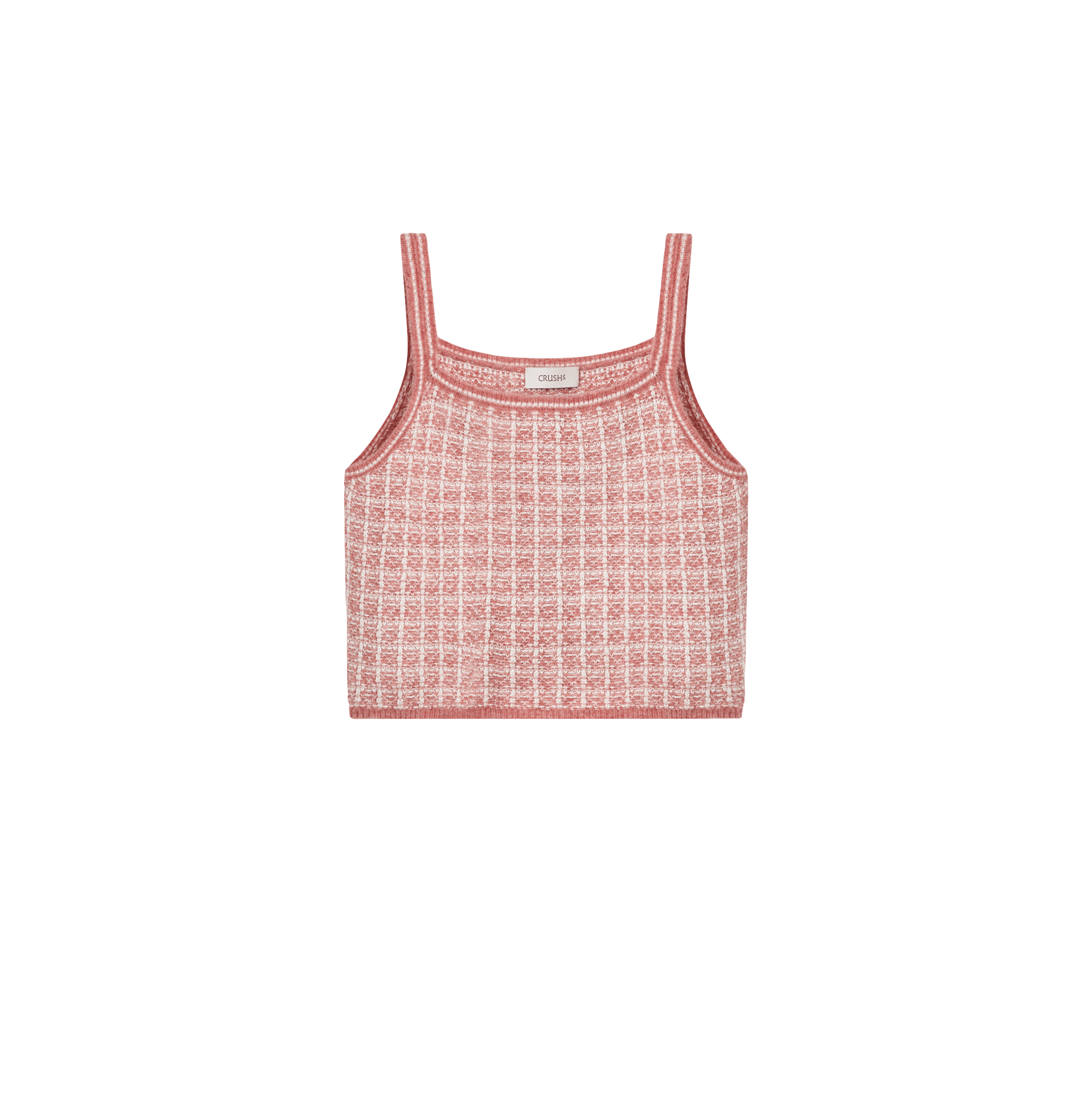 Checked Bouclé Tweed Camisole Top in Pink made by CRUSH Collection