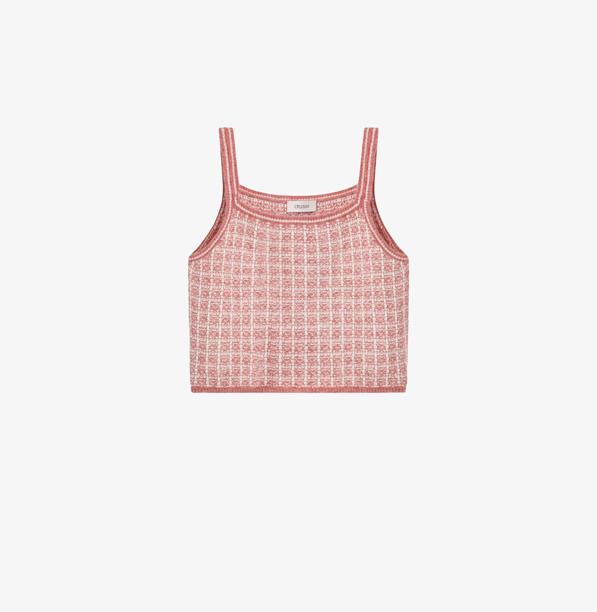 Checked Bouclé Tweed Camisole Top in Pink made by CRUSH Collection