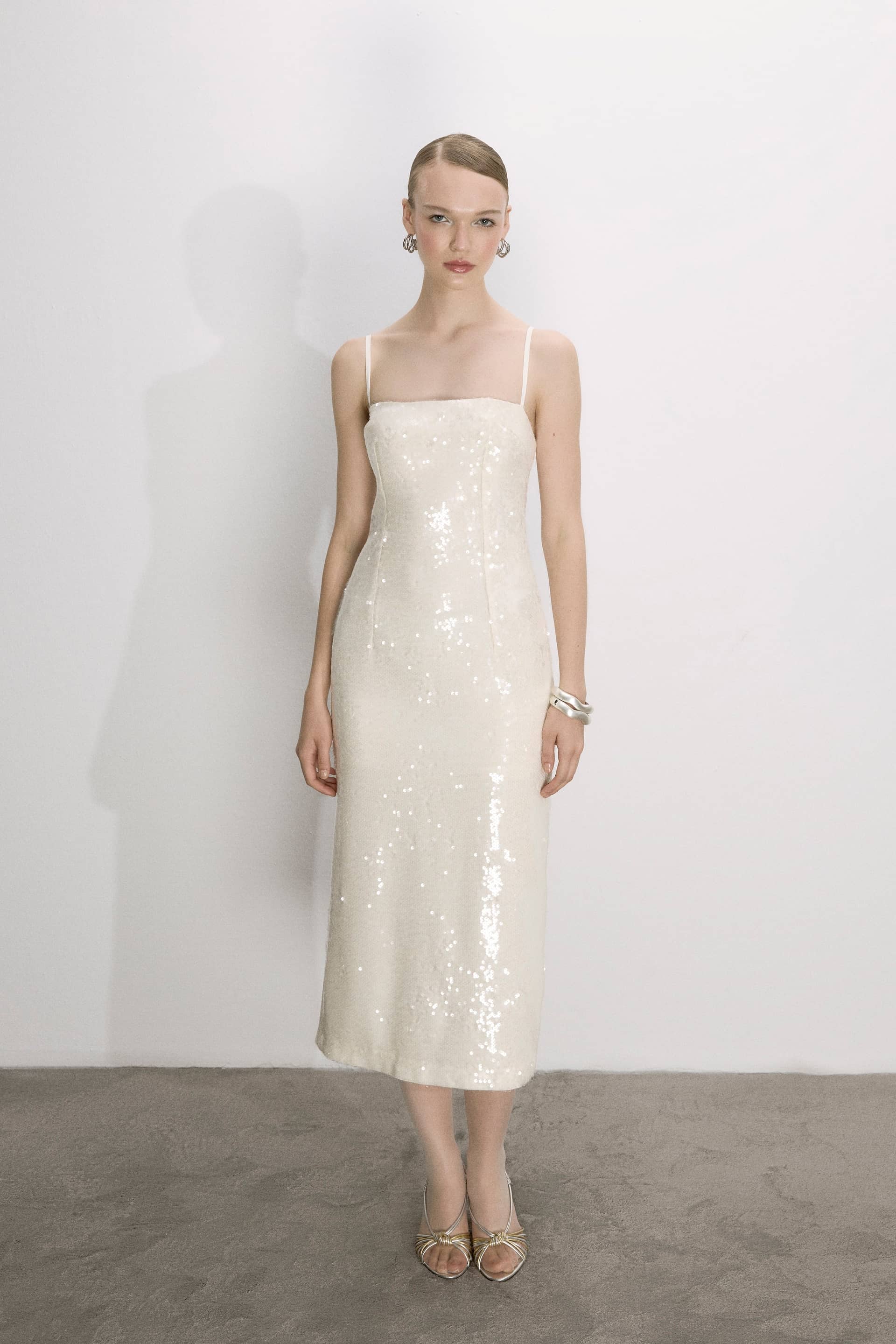 Miles Sequin Dress In Cloud Cream made by Nazli Ceren
