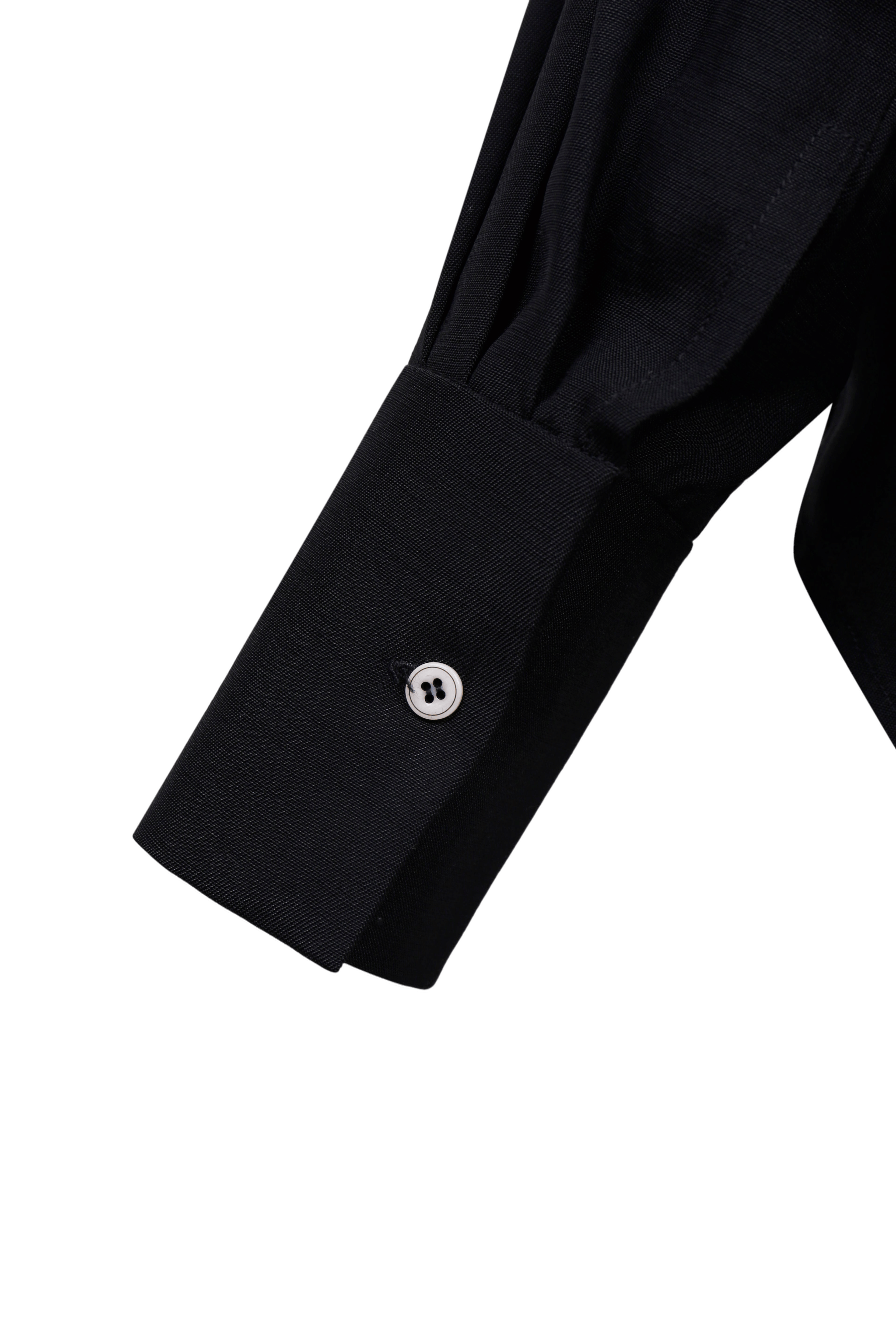 BLACK JAPANESE VISCOSE BUTTON-UP SHIRT made by YIBRI