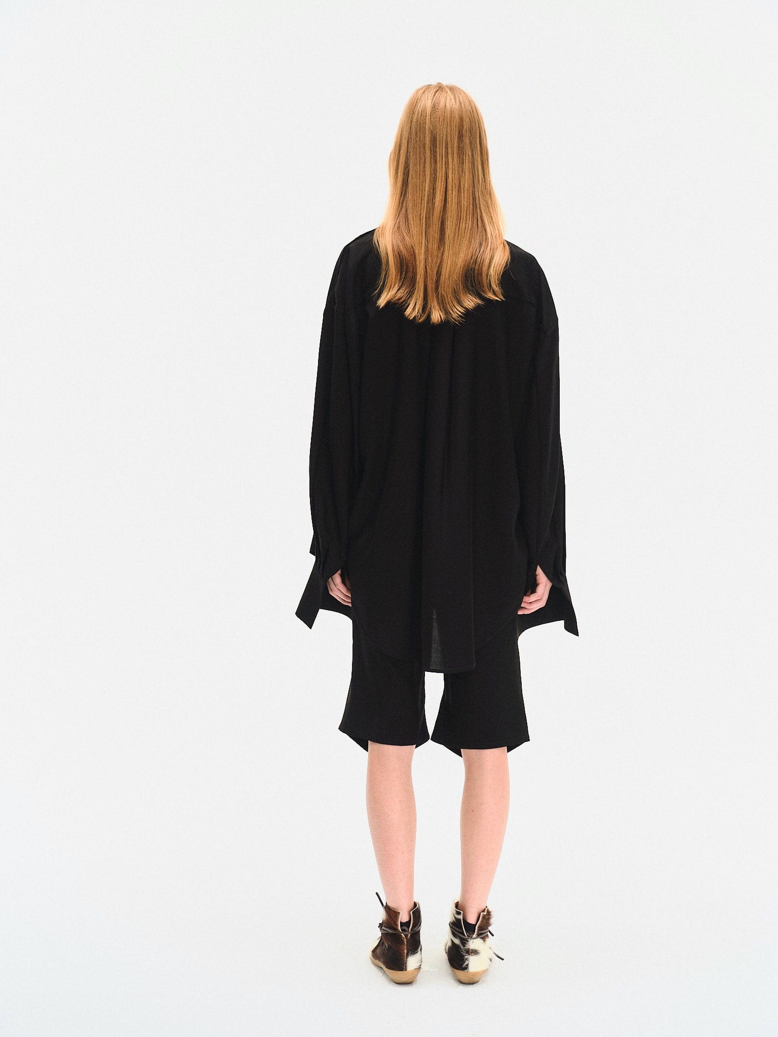 BLACK JAPANESE VISCOSE BUTTON-UP SHIRT made by YIBRI