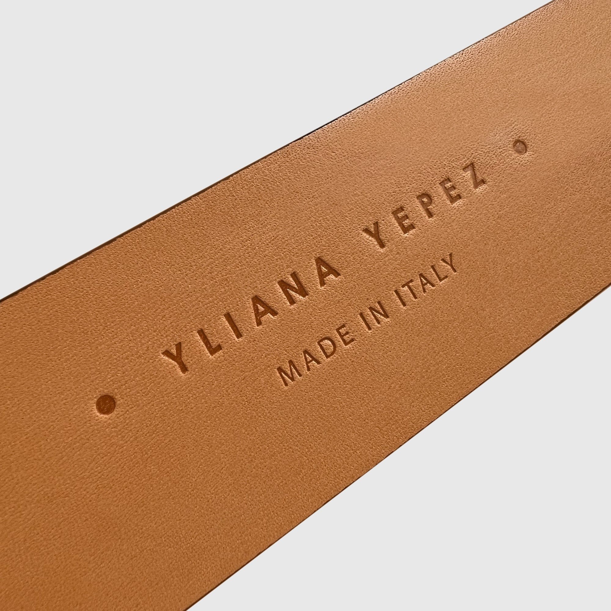 Monogram Buckle with belt calf hair leopard made by Yliana Yepez