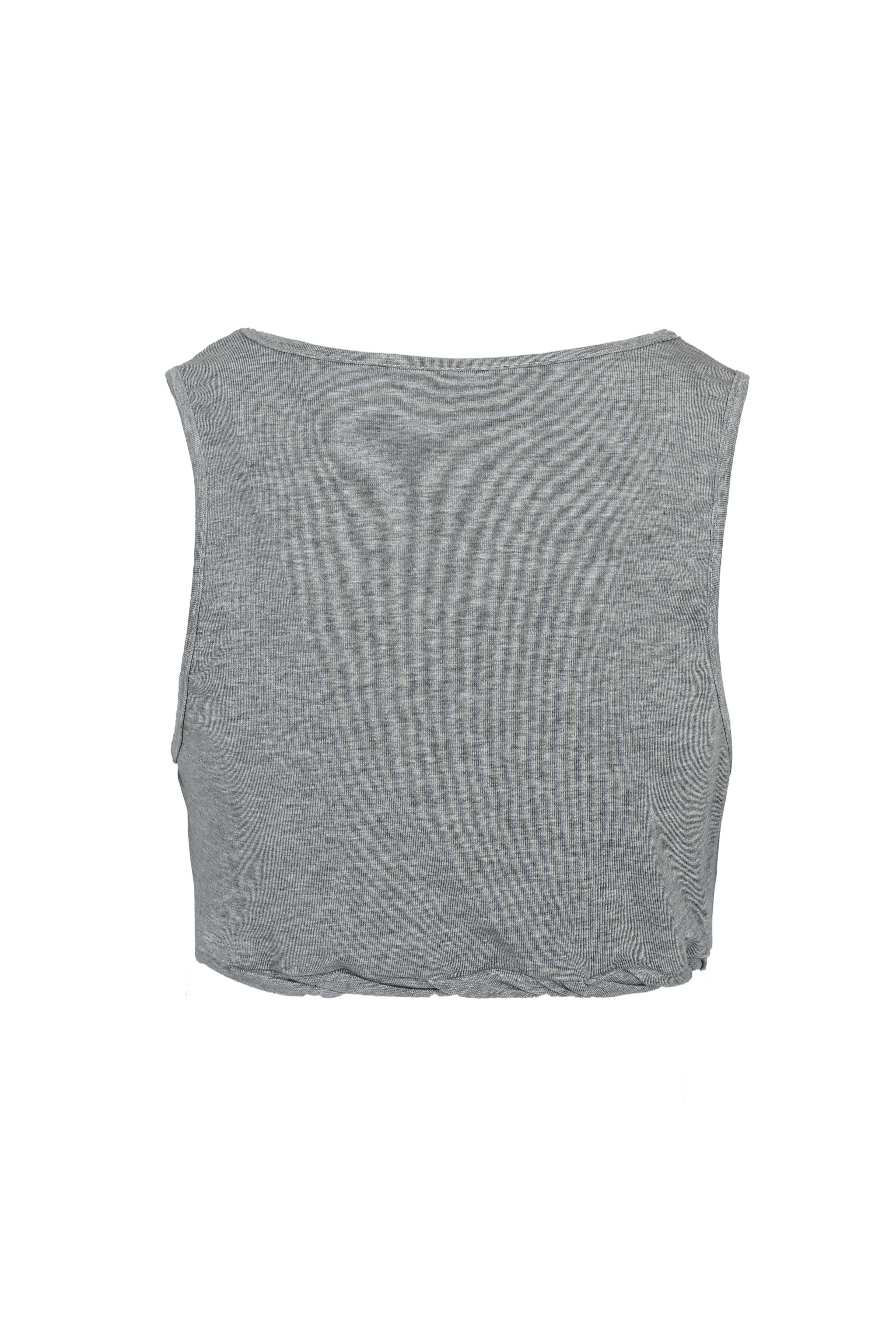 HEATHER GREY TWISTED FRONT JERSEY CROP TOP made by YIBRI