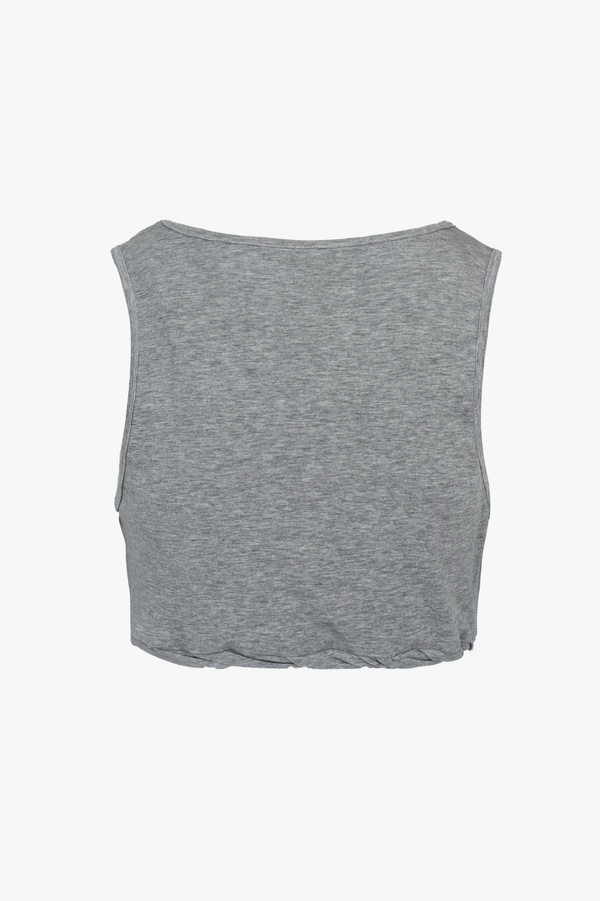 HEATHER GREY TWISTED FRONT JERSEY CROP TOP made by YIBRI