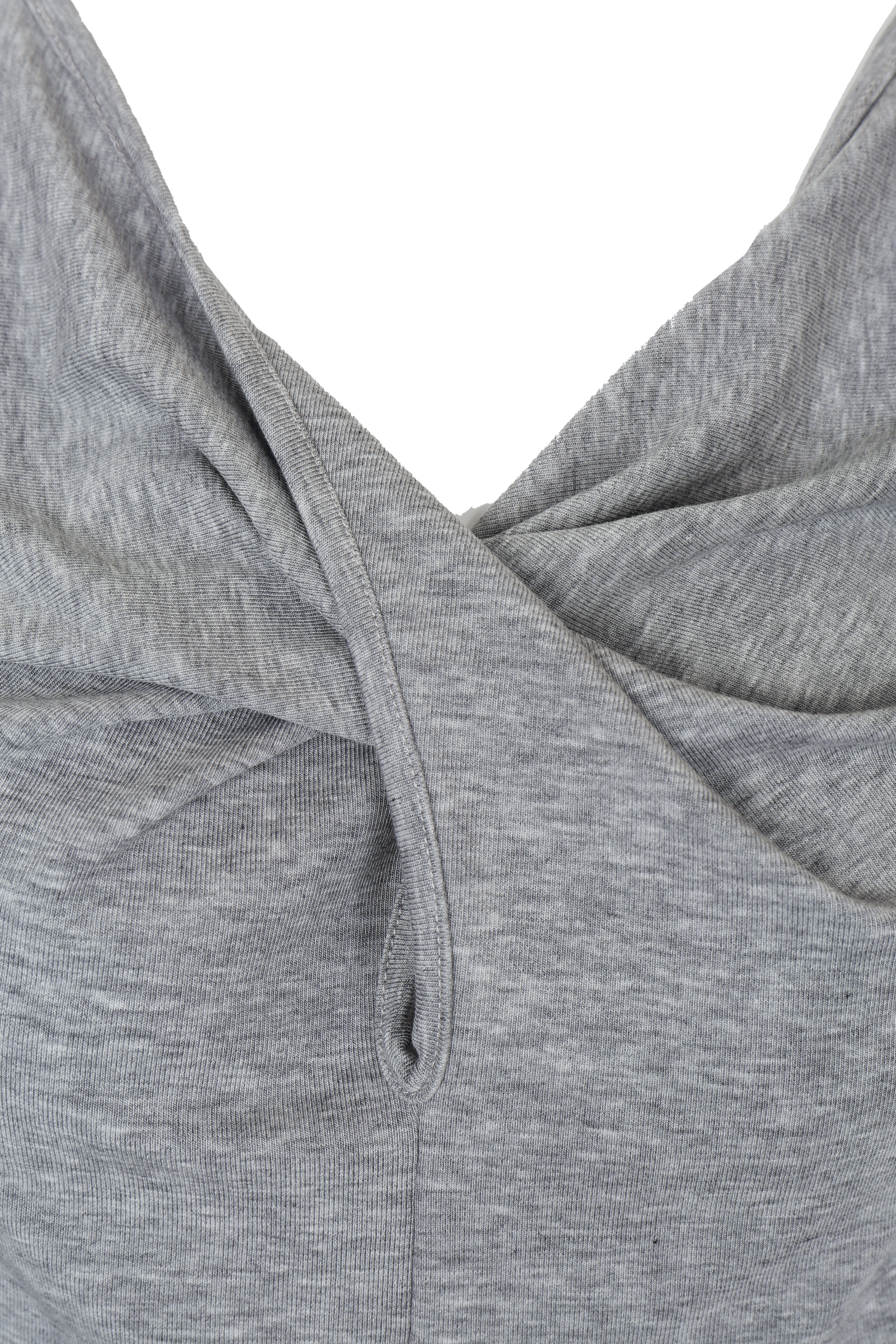 HEATHER GREY TWISTED FRONT JERSEY CROP TOP made by YIBRI