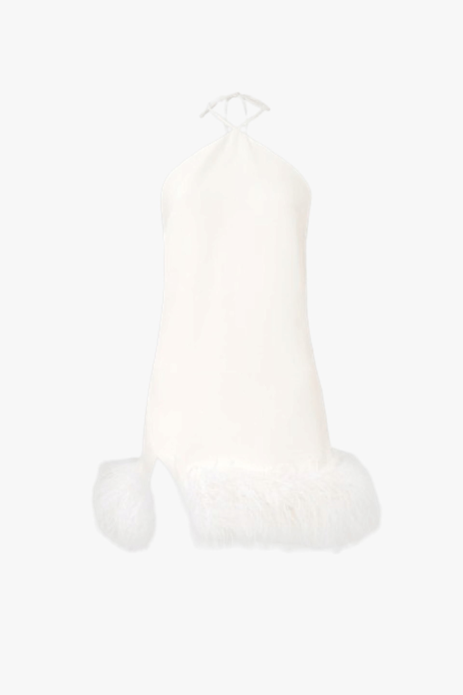 Keira White Halter Mini Feather Dress made by Lora Istanbul