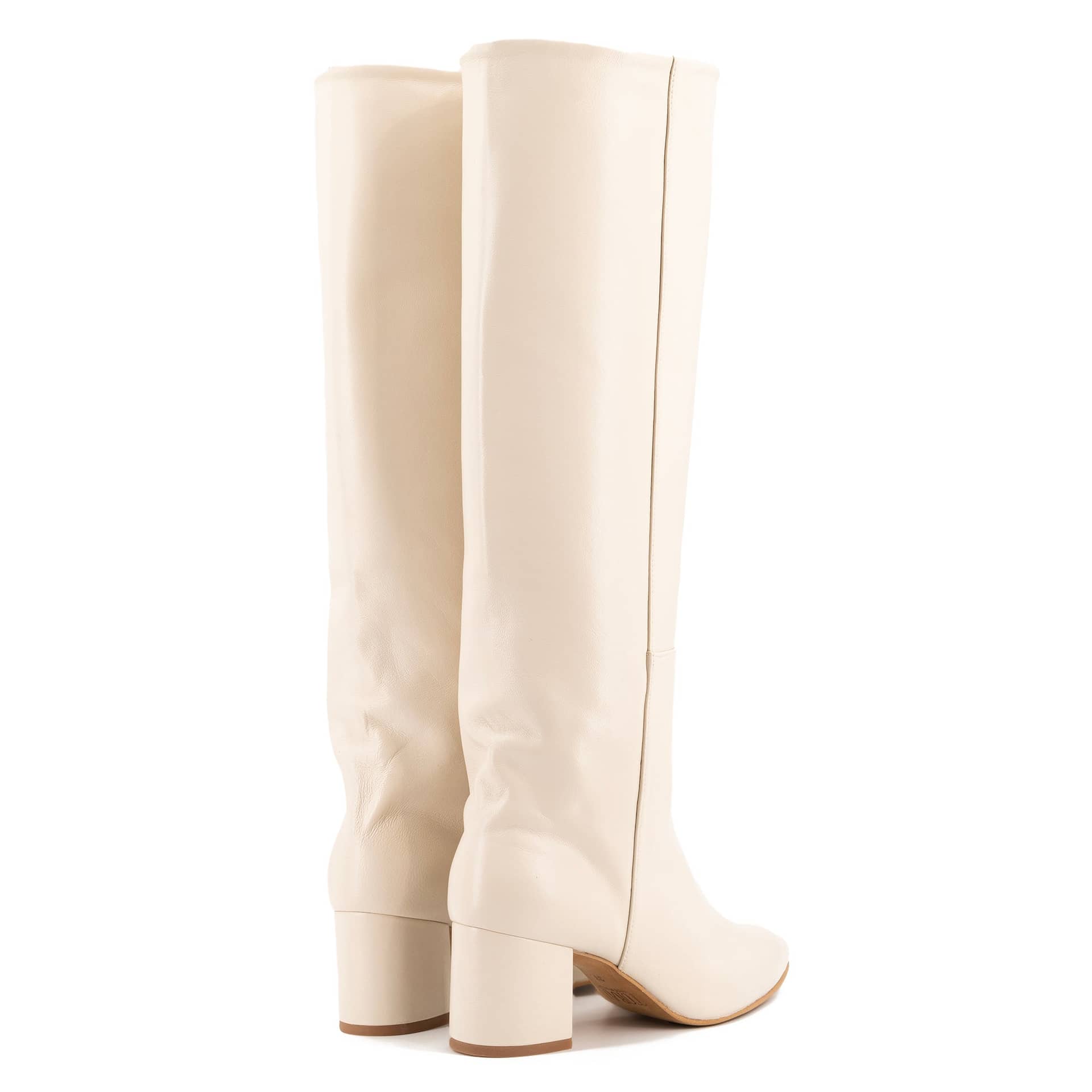 OFF-WHITE LEATHER TALL BOOTS made by Toral