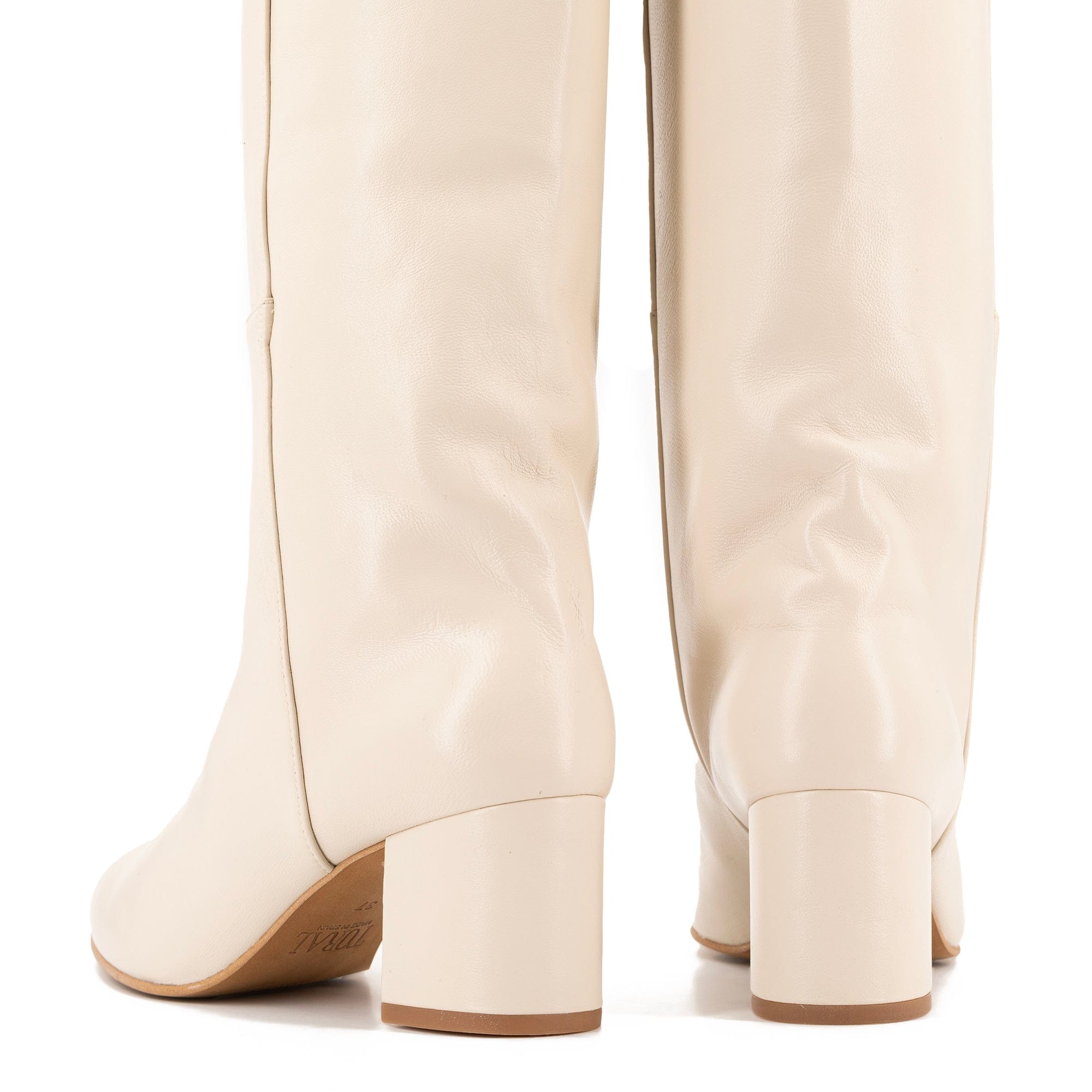 OFF-WHITE LEATHER TALL BOOTS made by Toral