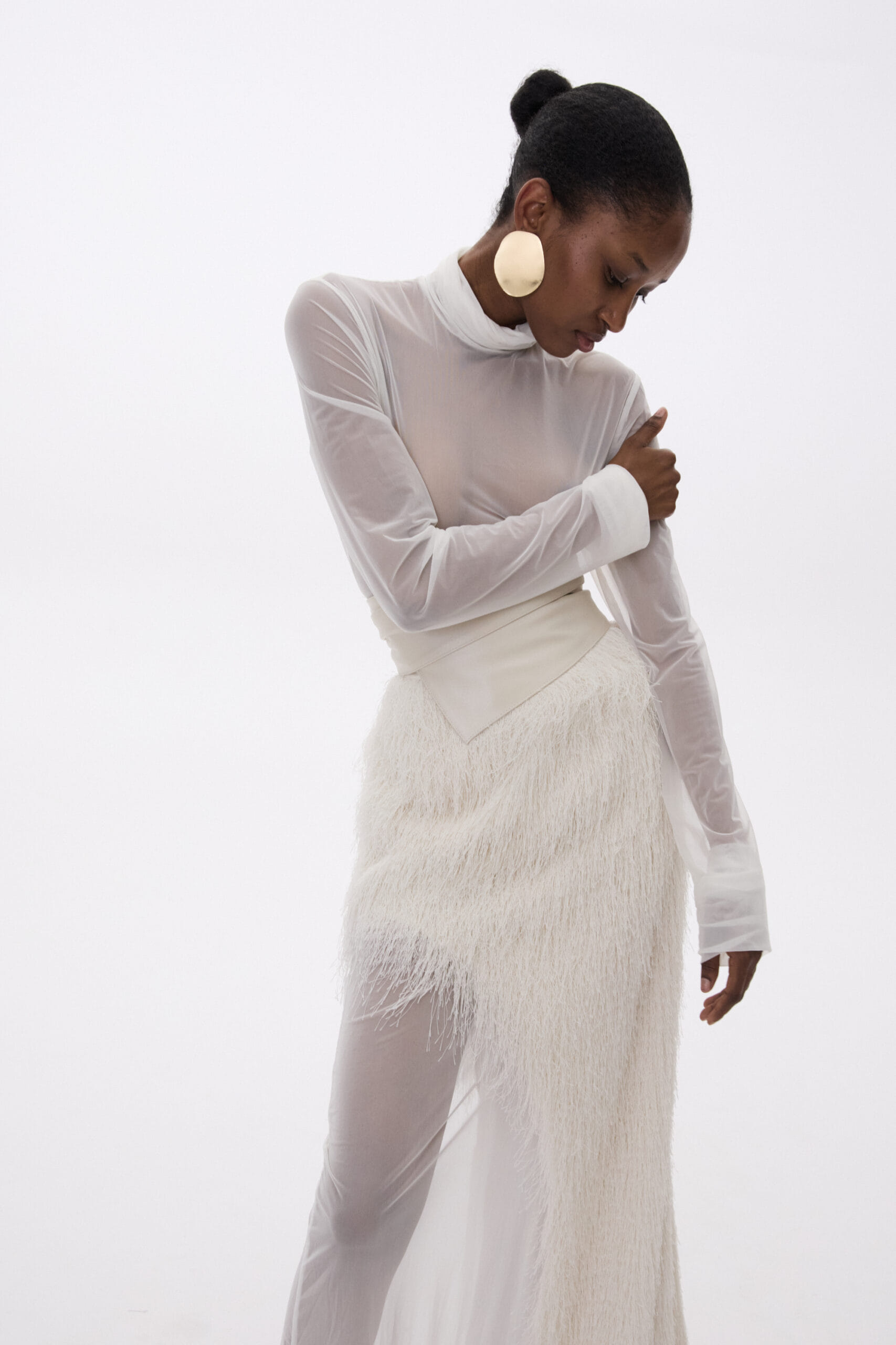 Skirt With Side Cutout And Fringes made by YAVORSKA