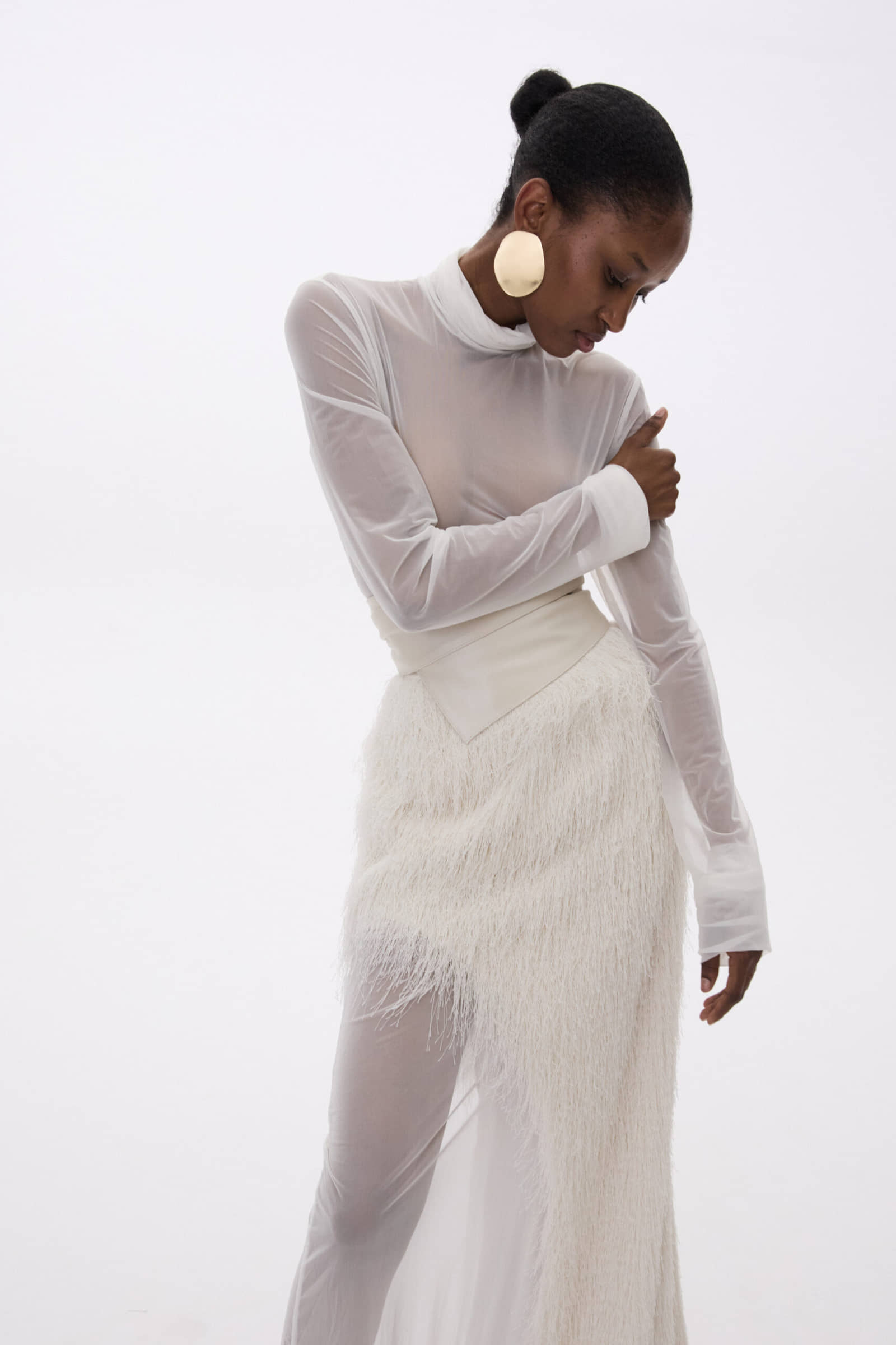 Skirt With Side Cutout And Fringes made by YAVORSKA