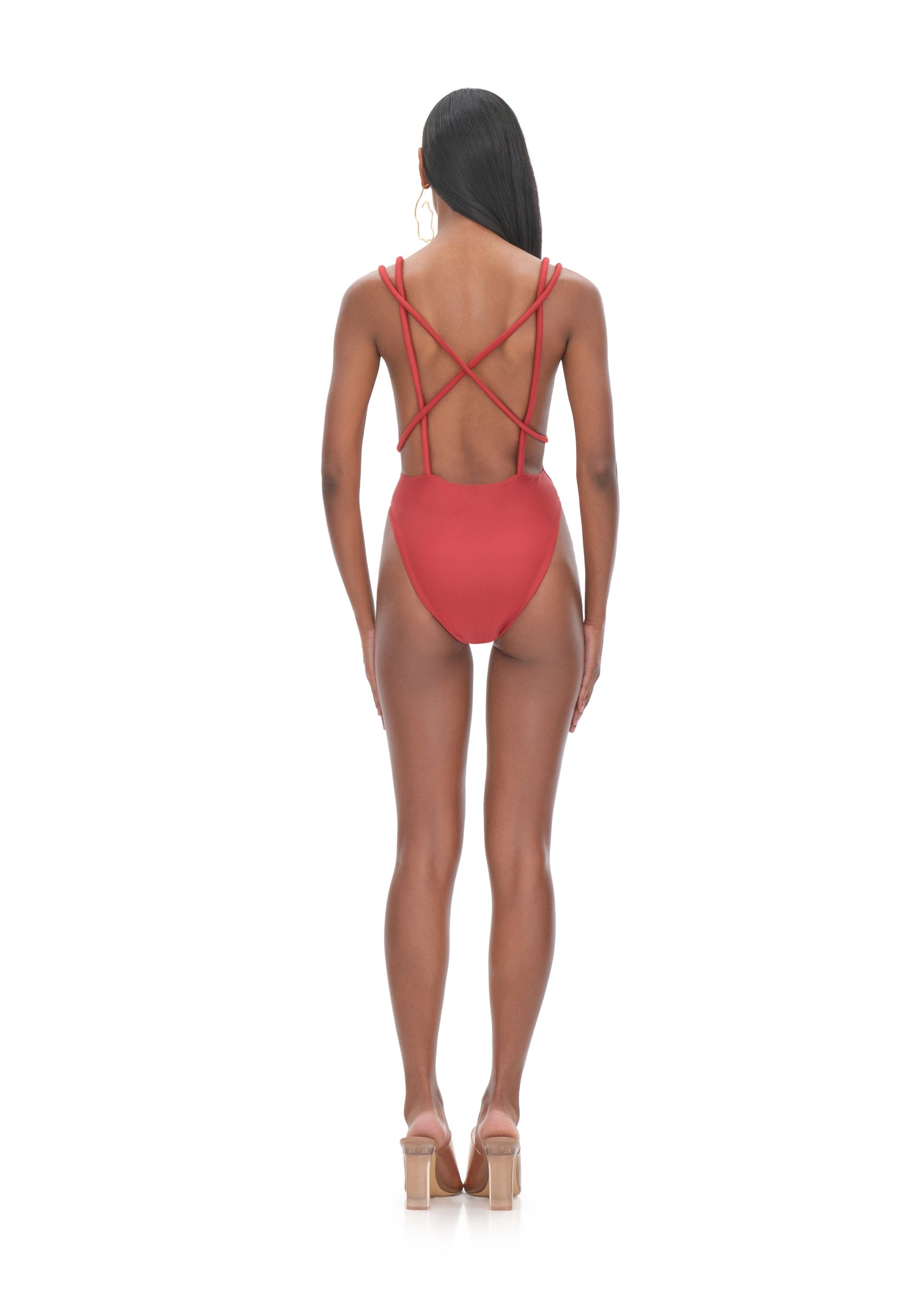 LIMA RED ONE PIECE SWIMSUIT made by Andrea Iyamah