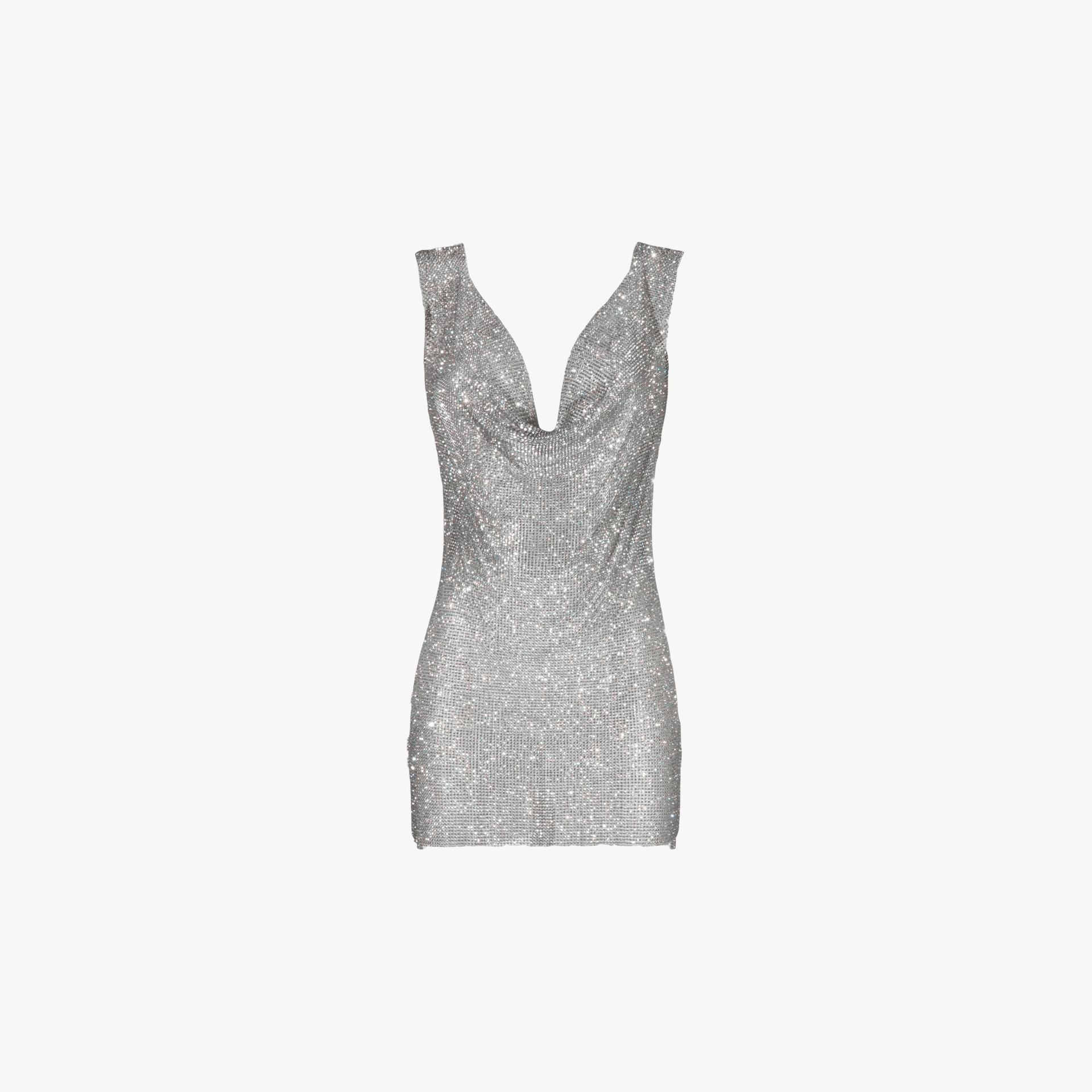 Silver crystals draped dress made by Daniele Morena