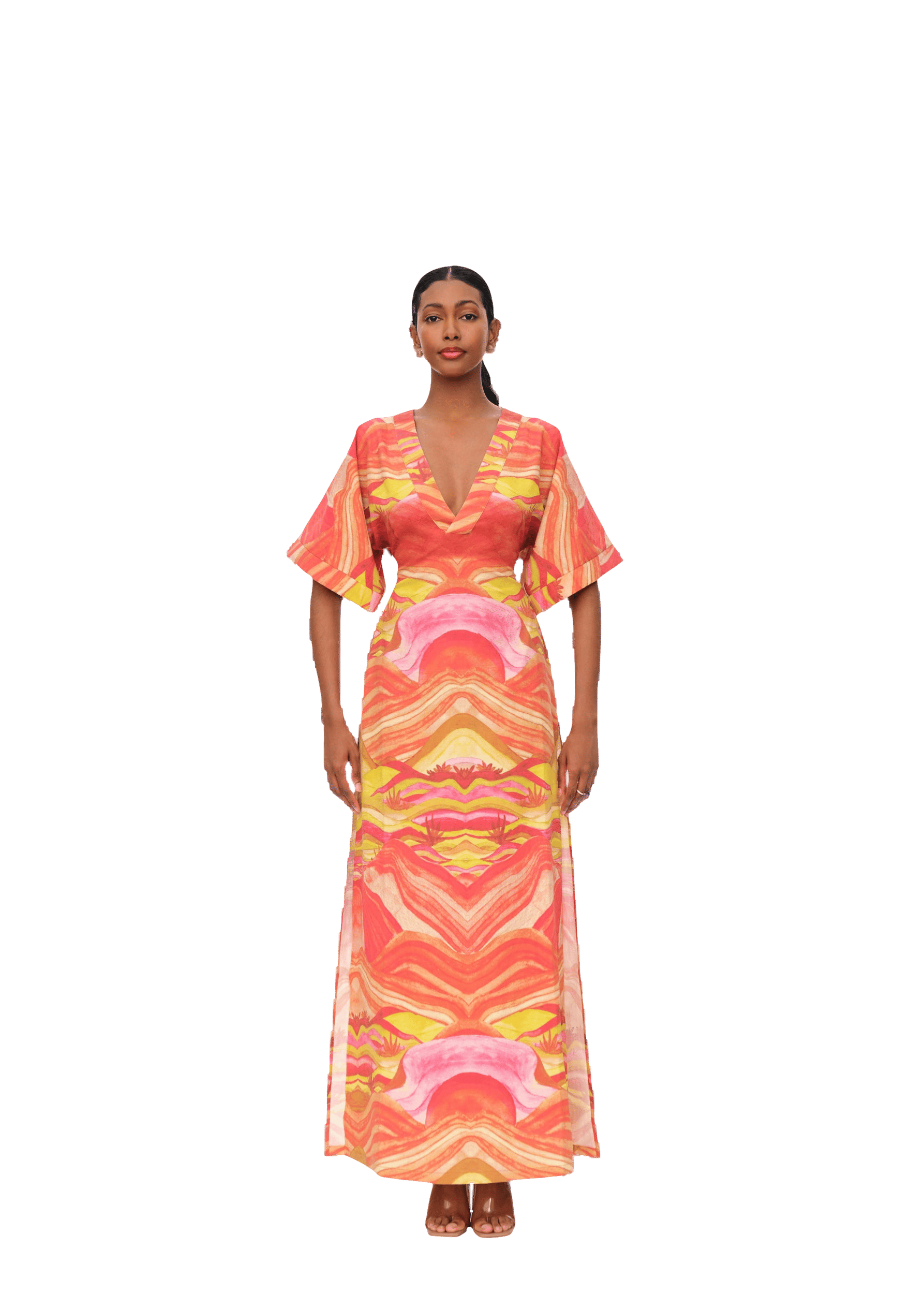ALYMA KAFTAN DRESS - SUNSET in Multi color made by Andrea Iyamah
