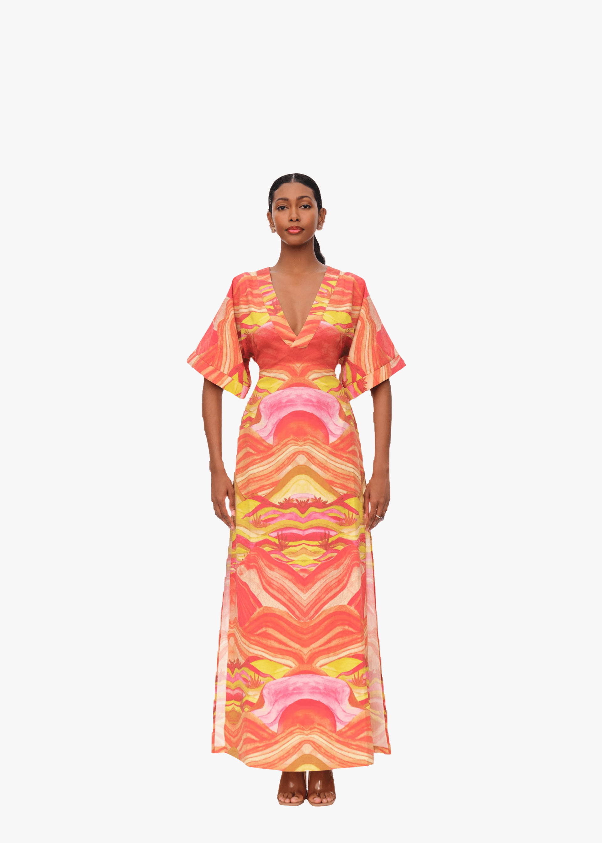 ALYMA KAFTAN DRESS - SUNSET in Multi color made by Andrea Iyamah