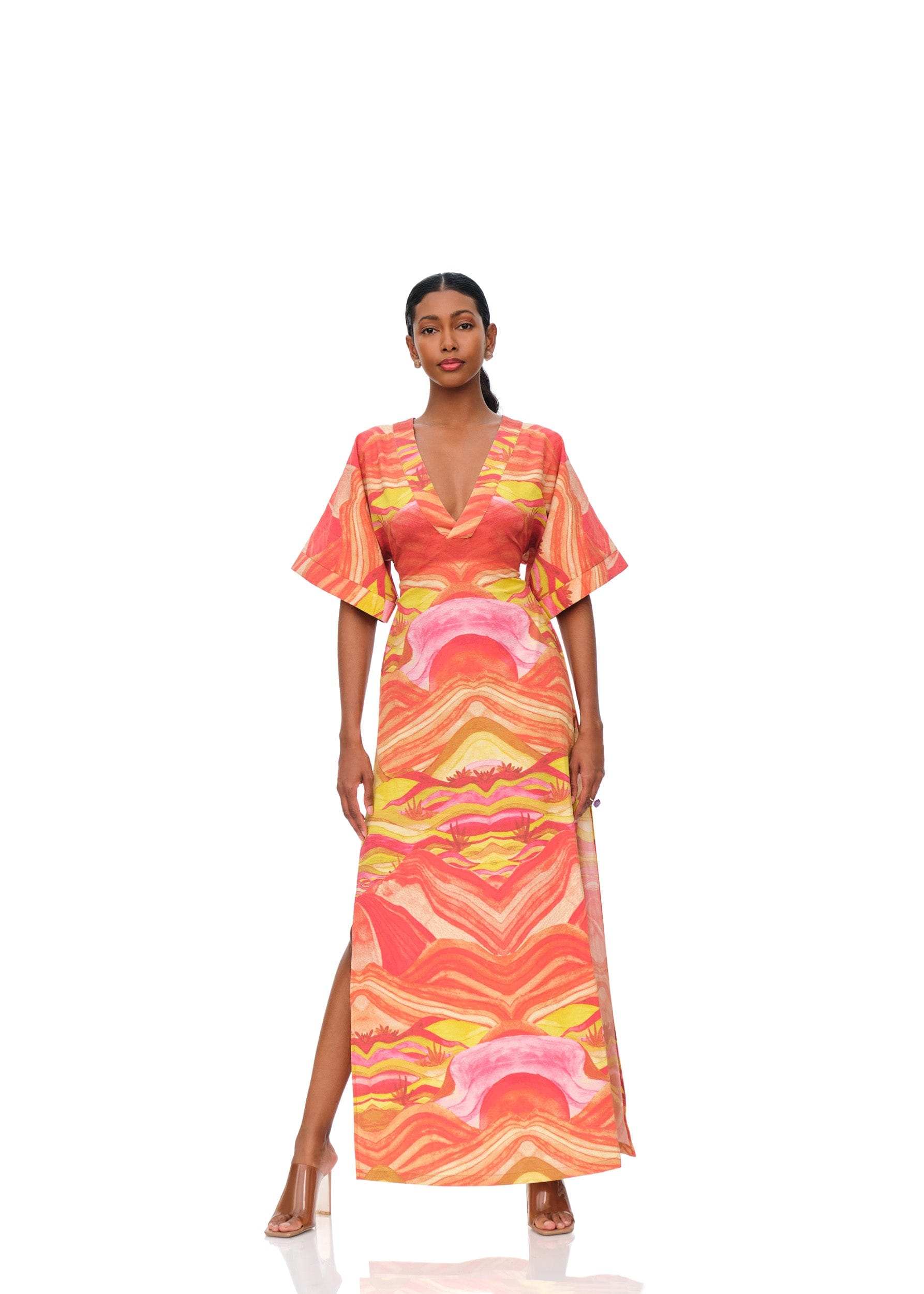ALYMA KAFTAN DRESS - SUNSET in Multi color made by Andrea Iyamah