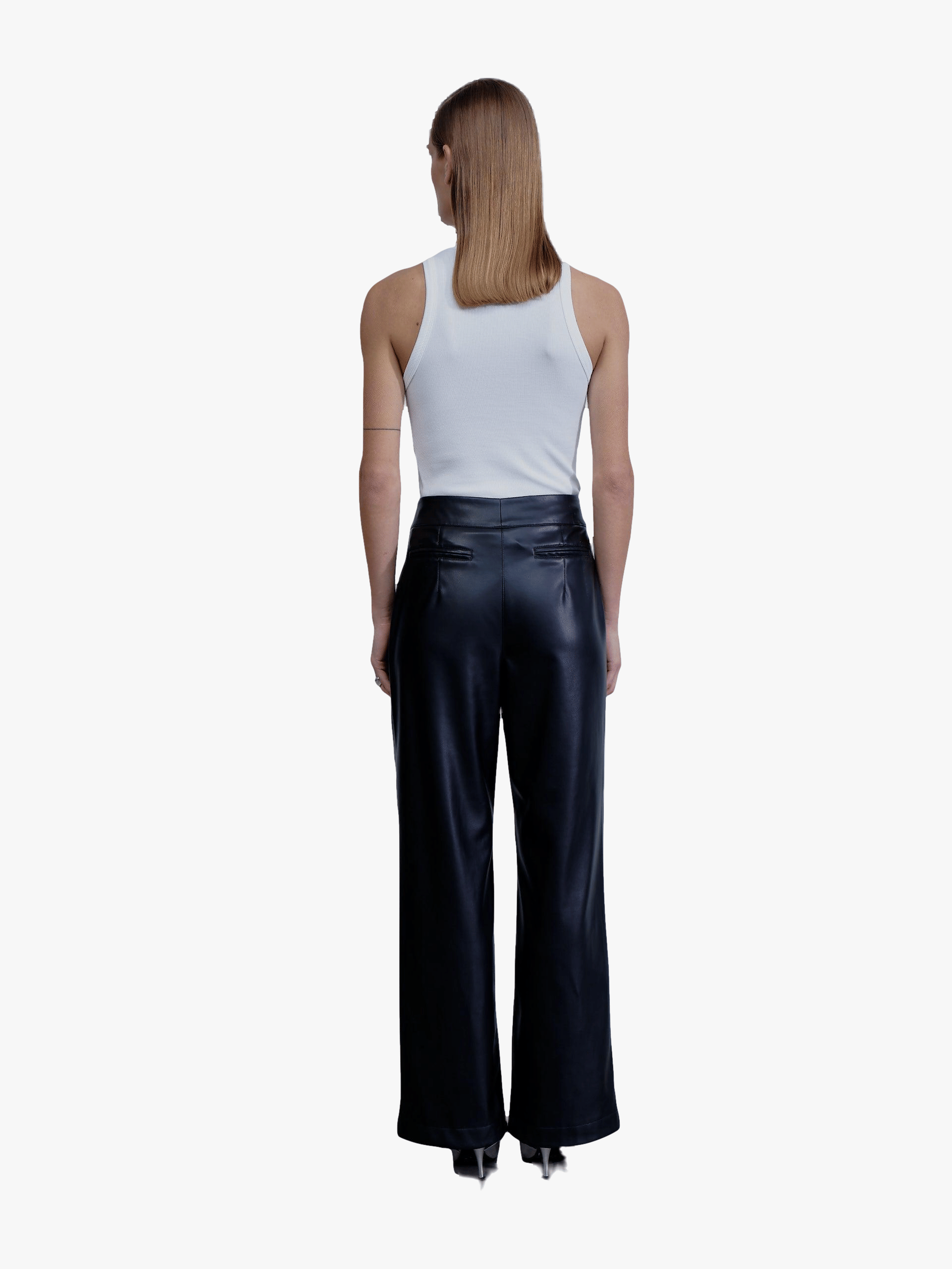 Tina Vegan Leather Trousers in Noire in Black made by Nazli Ceren