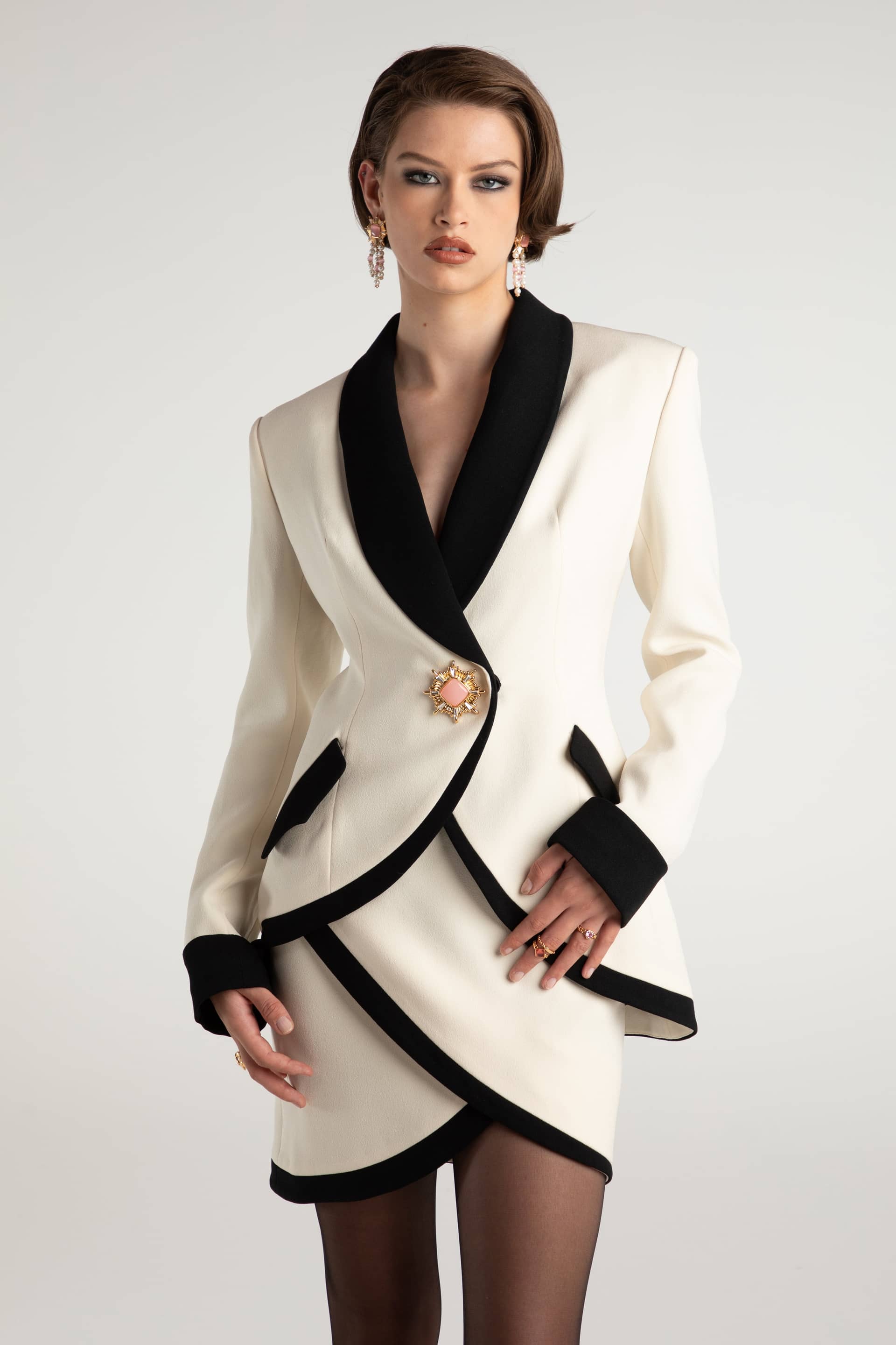 Brooke Suit Jacket (Beige) in White made by Nana Jacqueline