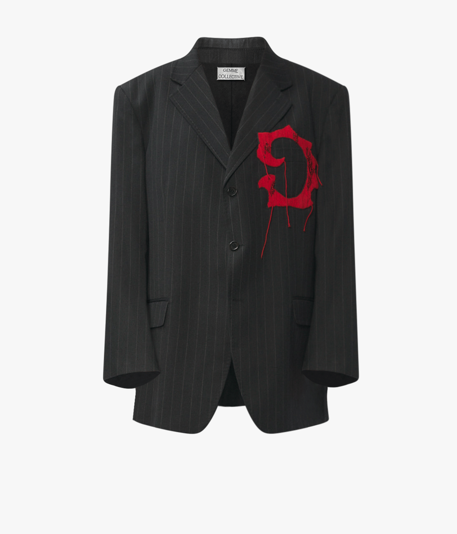 Blazer Embroidery - Grey Pinstripe made by Gemme Collective