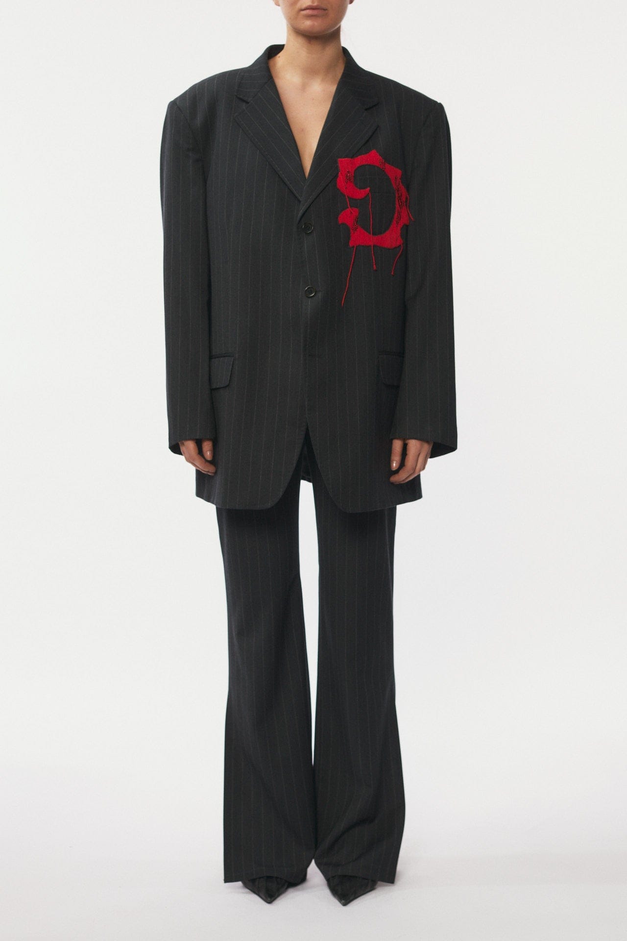 Blazer Embroidery - Grey Pinstripe made by Gemme Collective