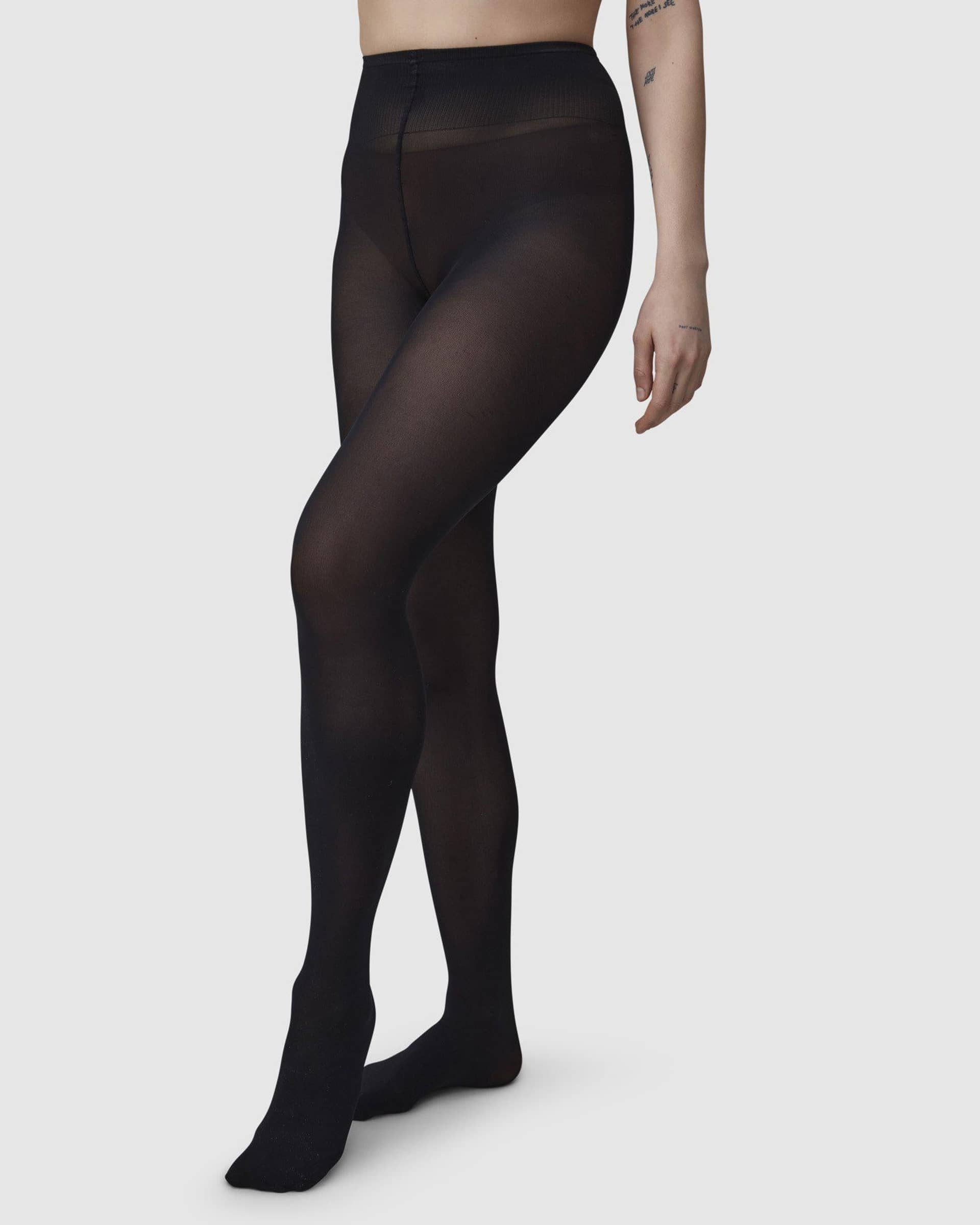 Olivia Premium Tights in Black made by Swedish Stockings