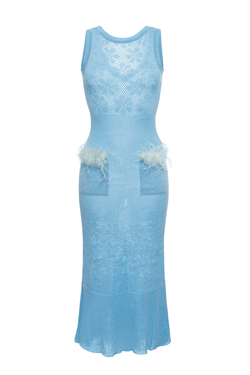 Blue Rose Knit Dress in Blue made by ANDREEVA