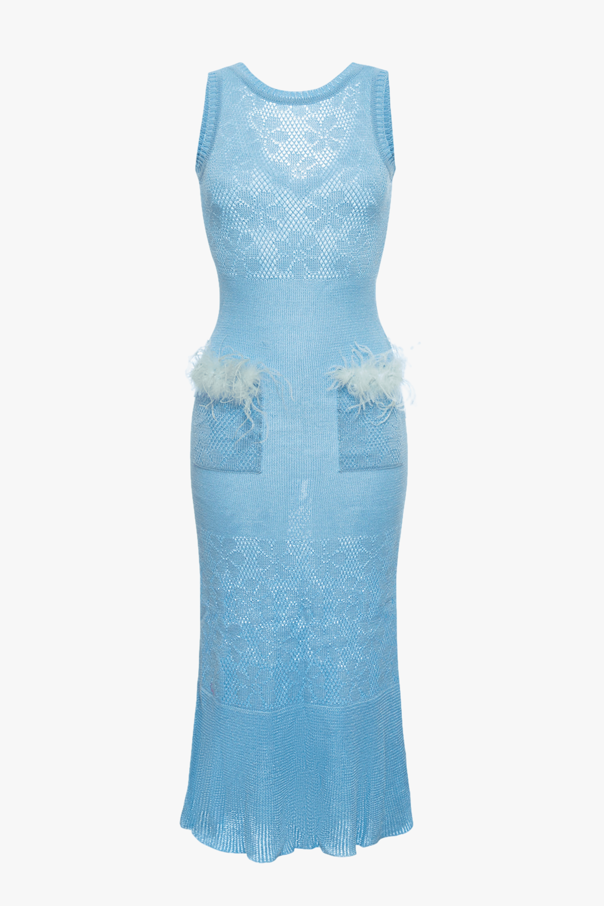 Blue Rose Knit Dress in Blue made by ANDREEVA