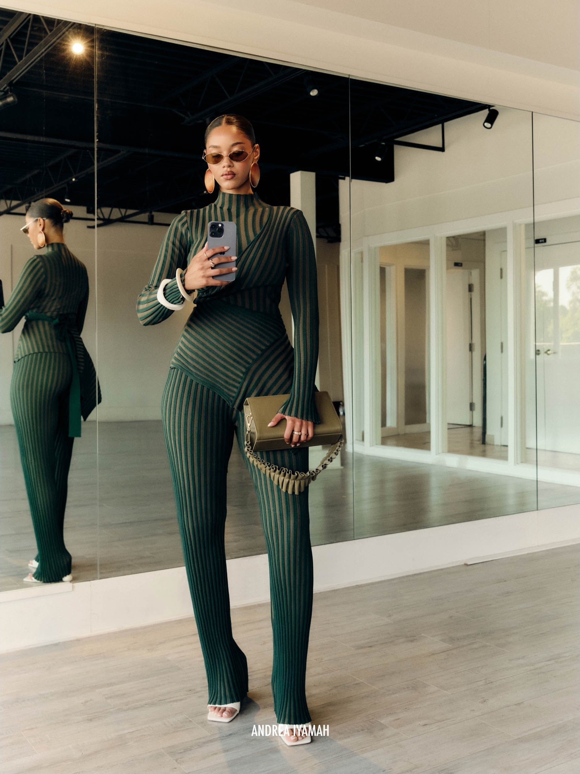 AYO KNIT PANTS - GREEN made by Andrea Iyamah