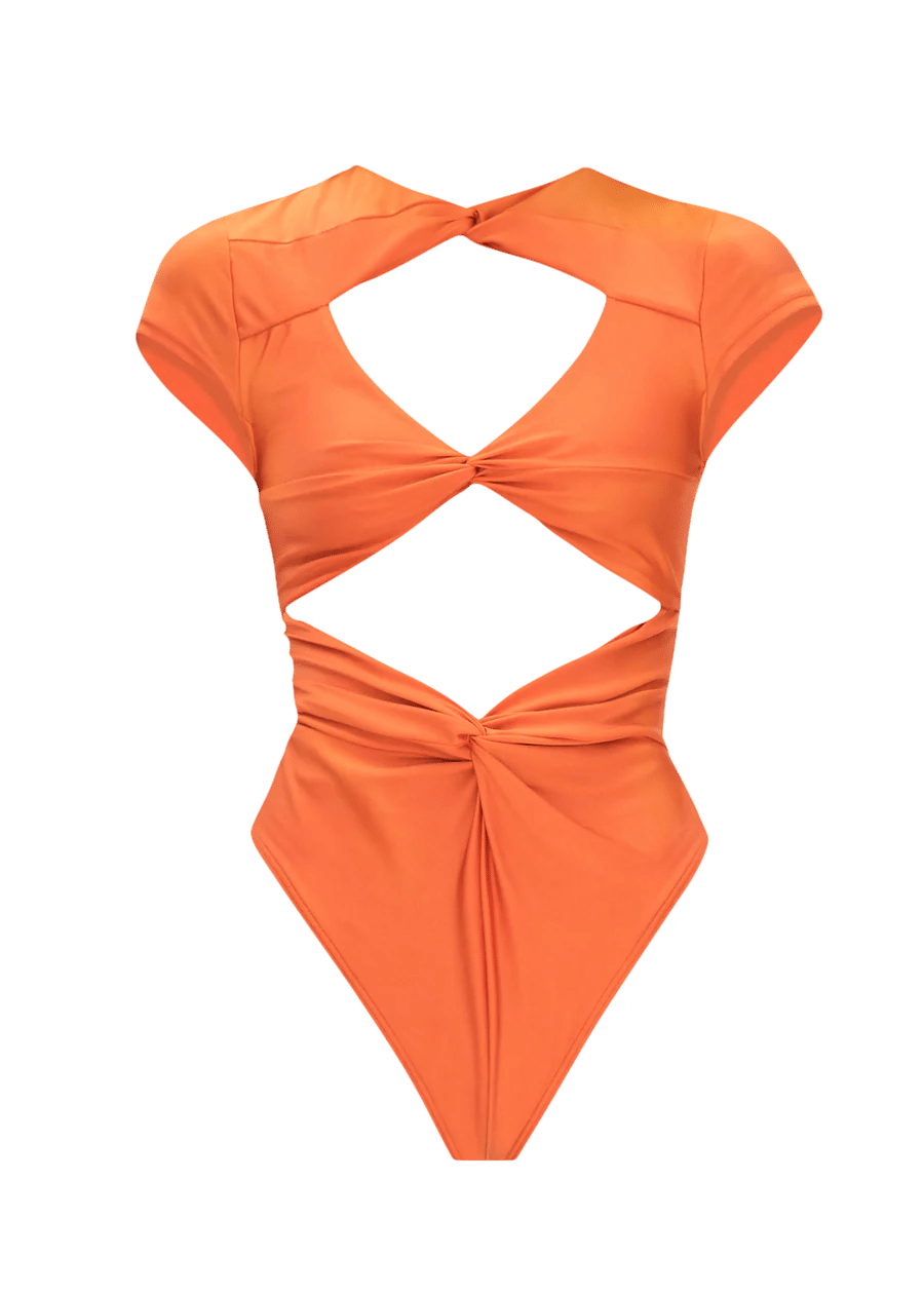 ALUNA ORANGE ONE PIECE SWIMSUIT made by Andrea Iyamah