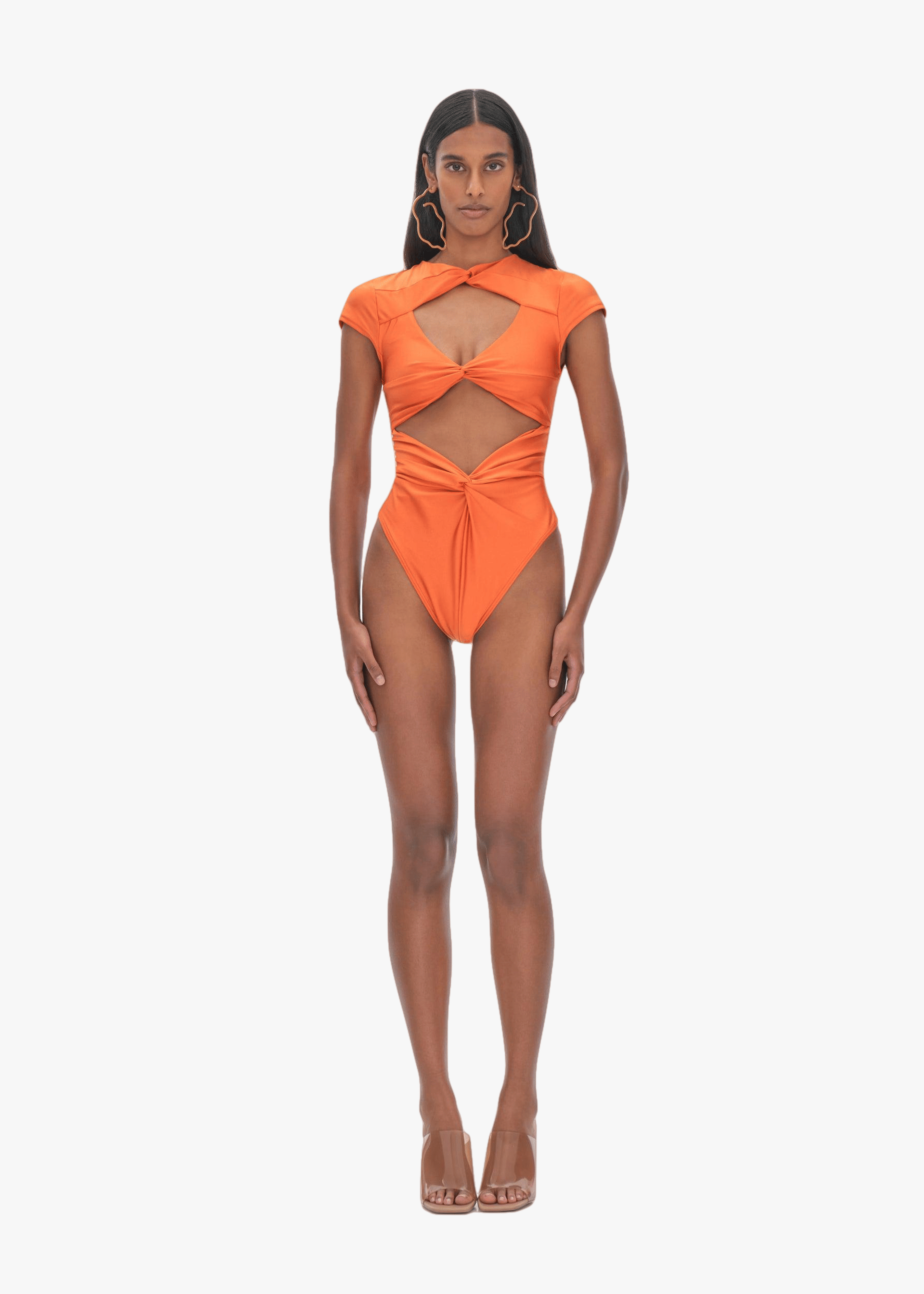 ALUNA ORANGE ONE PIECE SWIMSUIT made by Andrea Iyamah