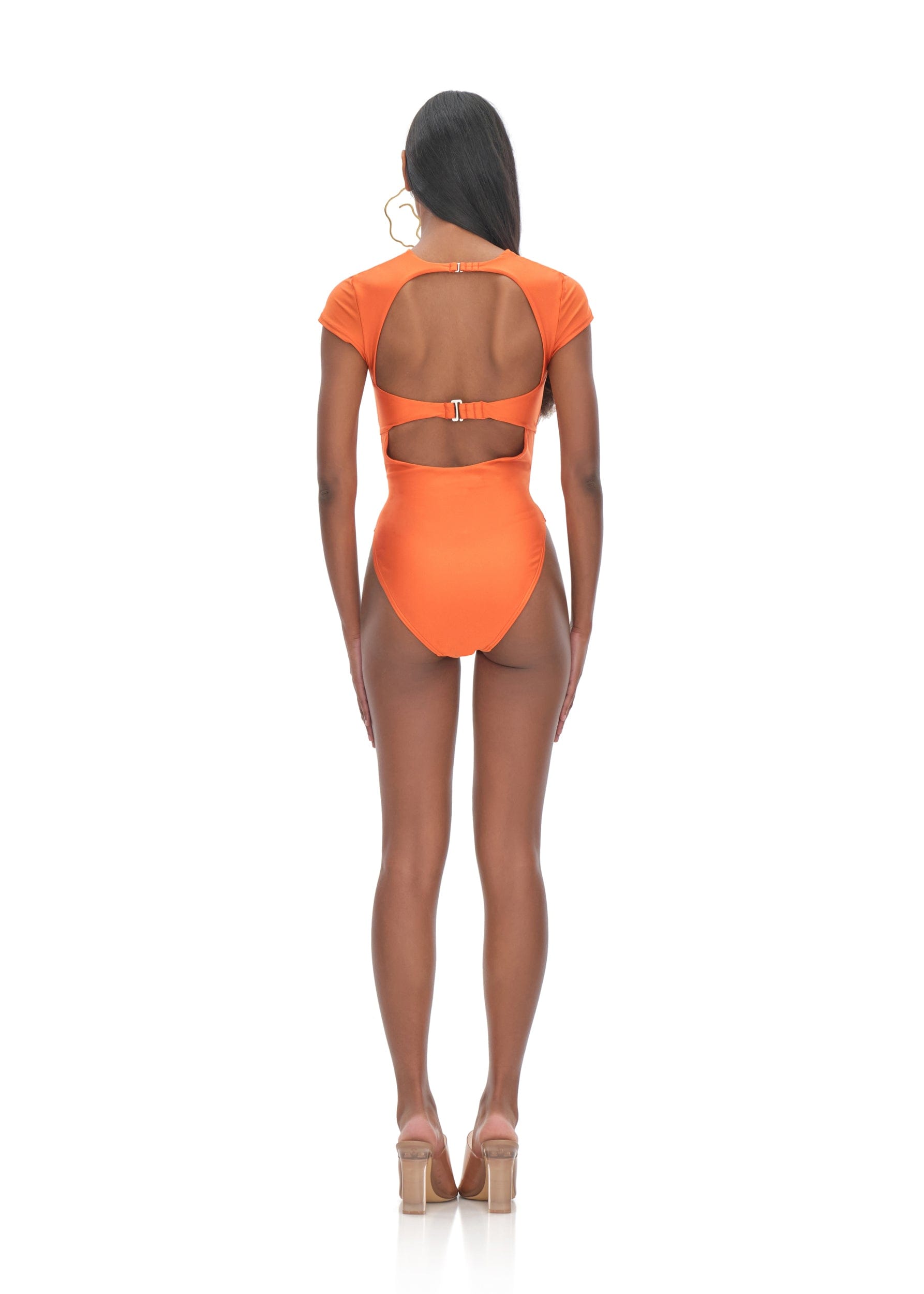 ALUNA ORANGE ONE PIECE SWIMSUIT made by Andrea Iyamah