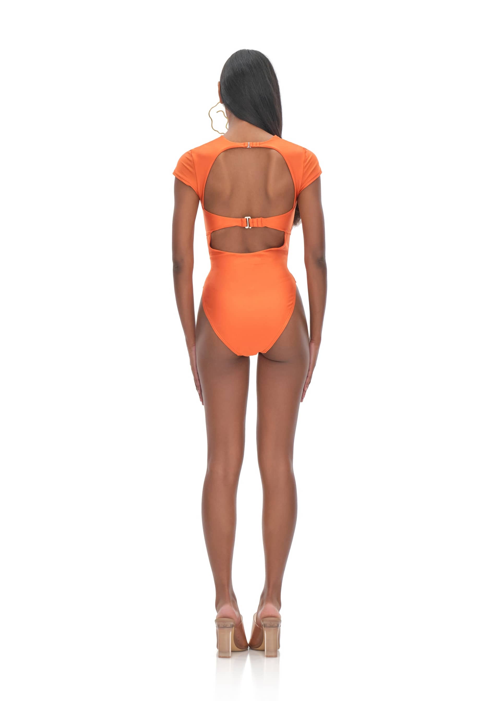 ALUNA ORANGE ONE PIECE SWIMSUIT made by Andrea Iyamah