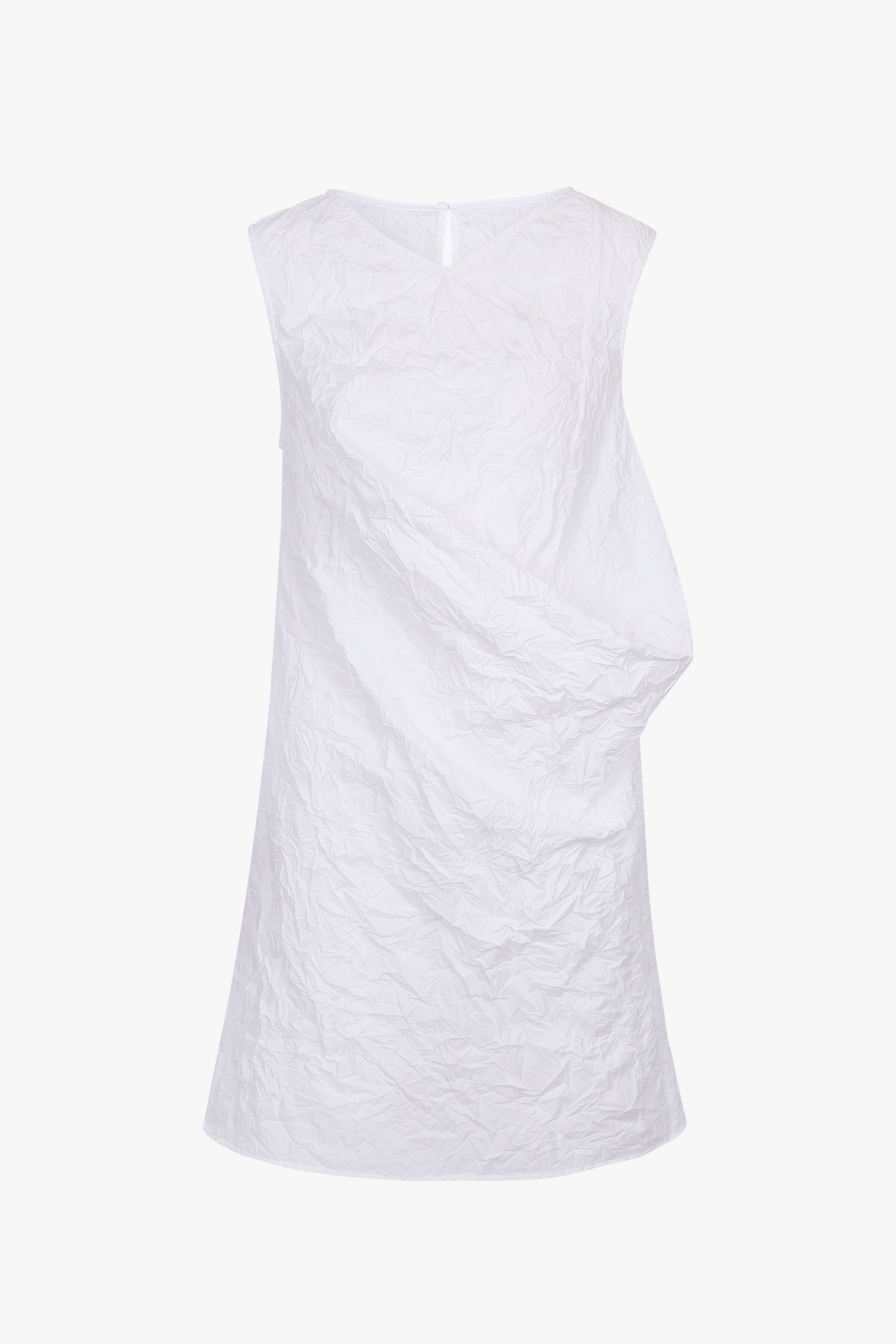 WHITE TEXTURED DRAPED MINI DRES made by YIBRI