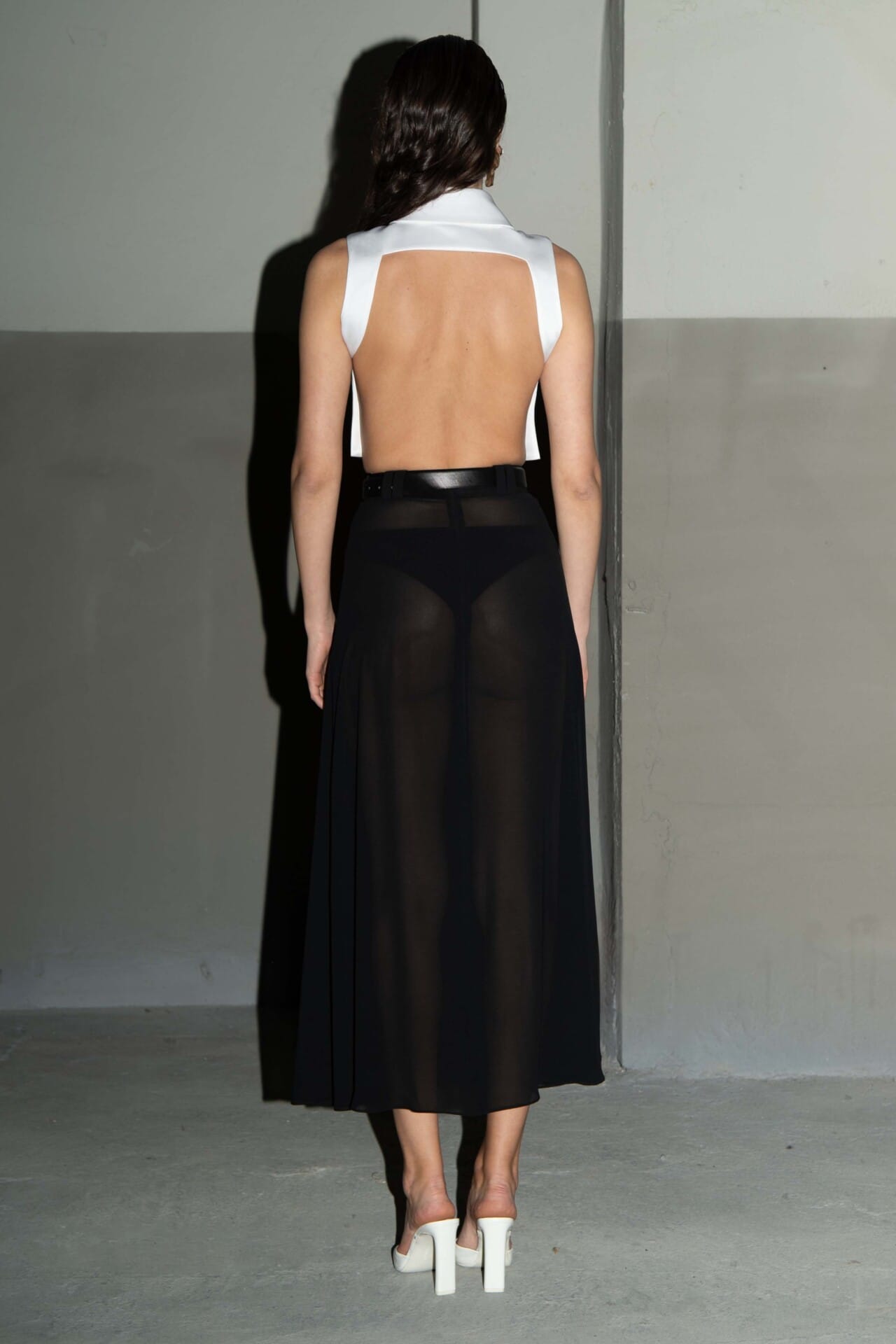 BLACK SLIT MIDI SKIRT made by Vestiaire d'un Oiseau Libre
