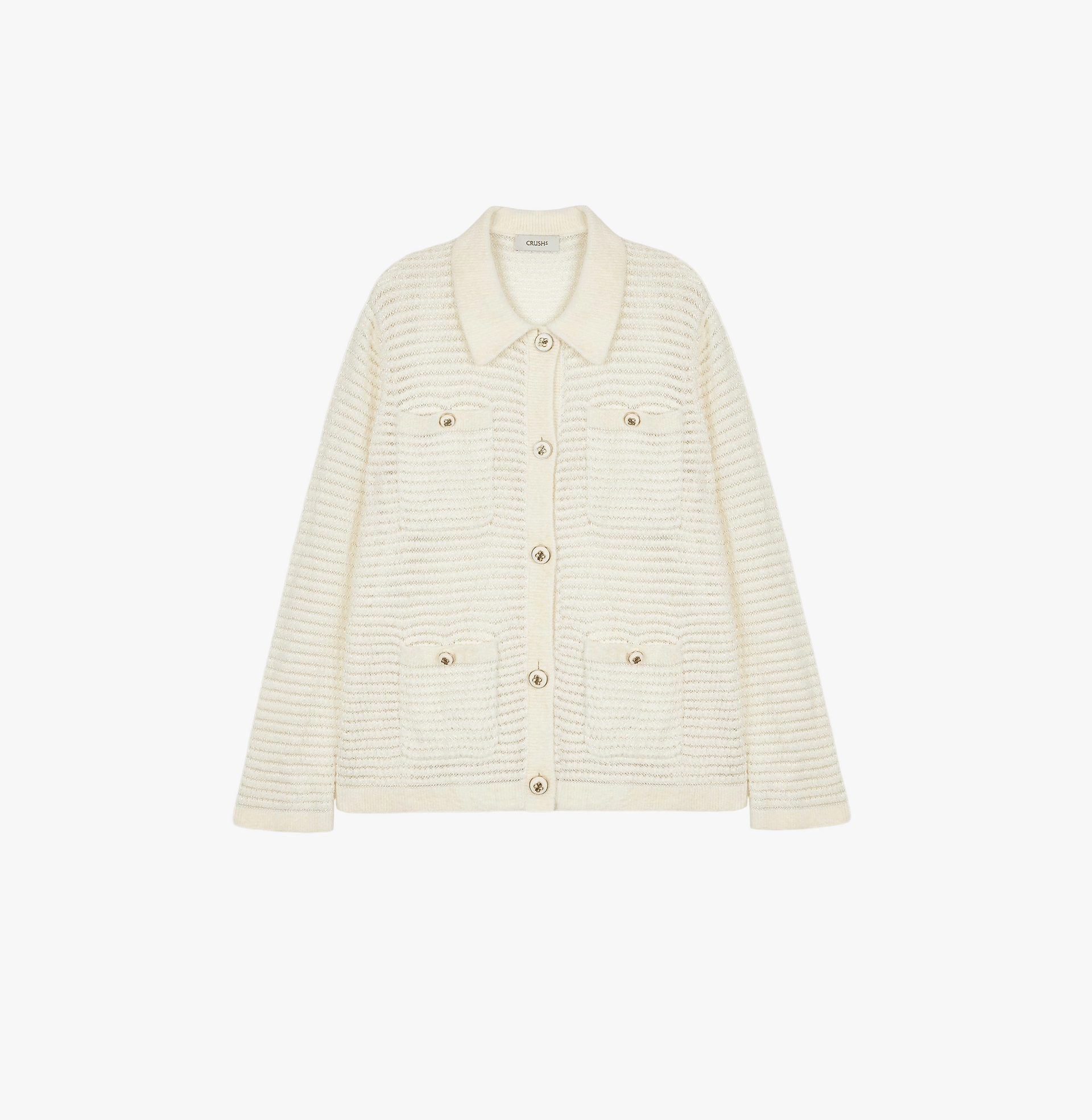 VELVET POINTELLE LAPEL CARDIGAN made by CRUSH Collection