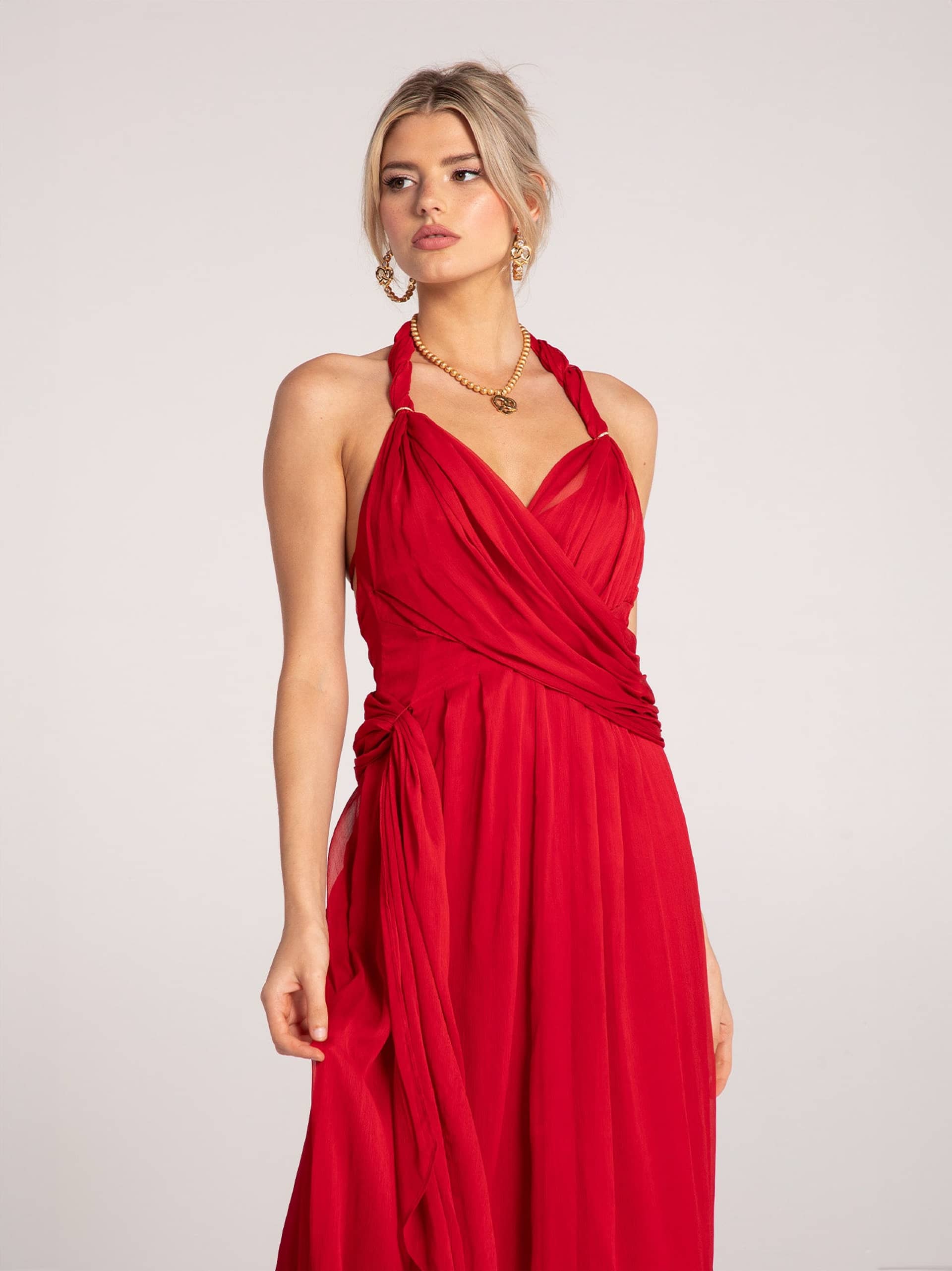 Amber Chiffon Dress (Red) made by Nana Jacqueline