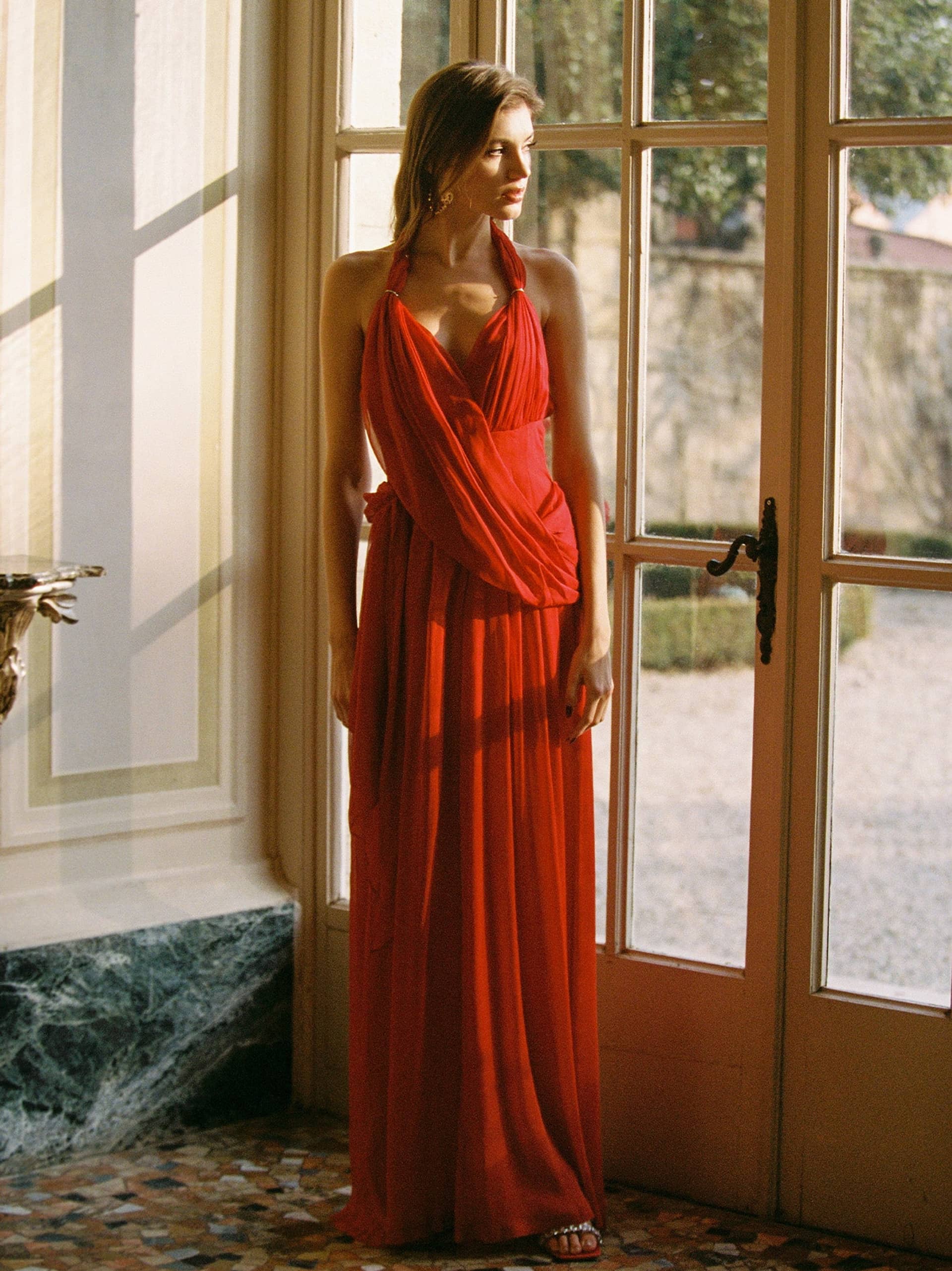 Amber Chiffon Dress (Red) made by Nana Jacqueline