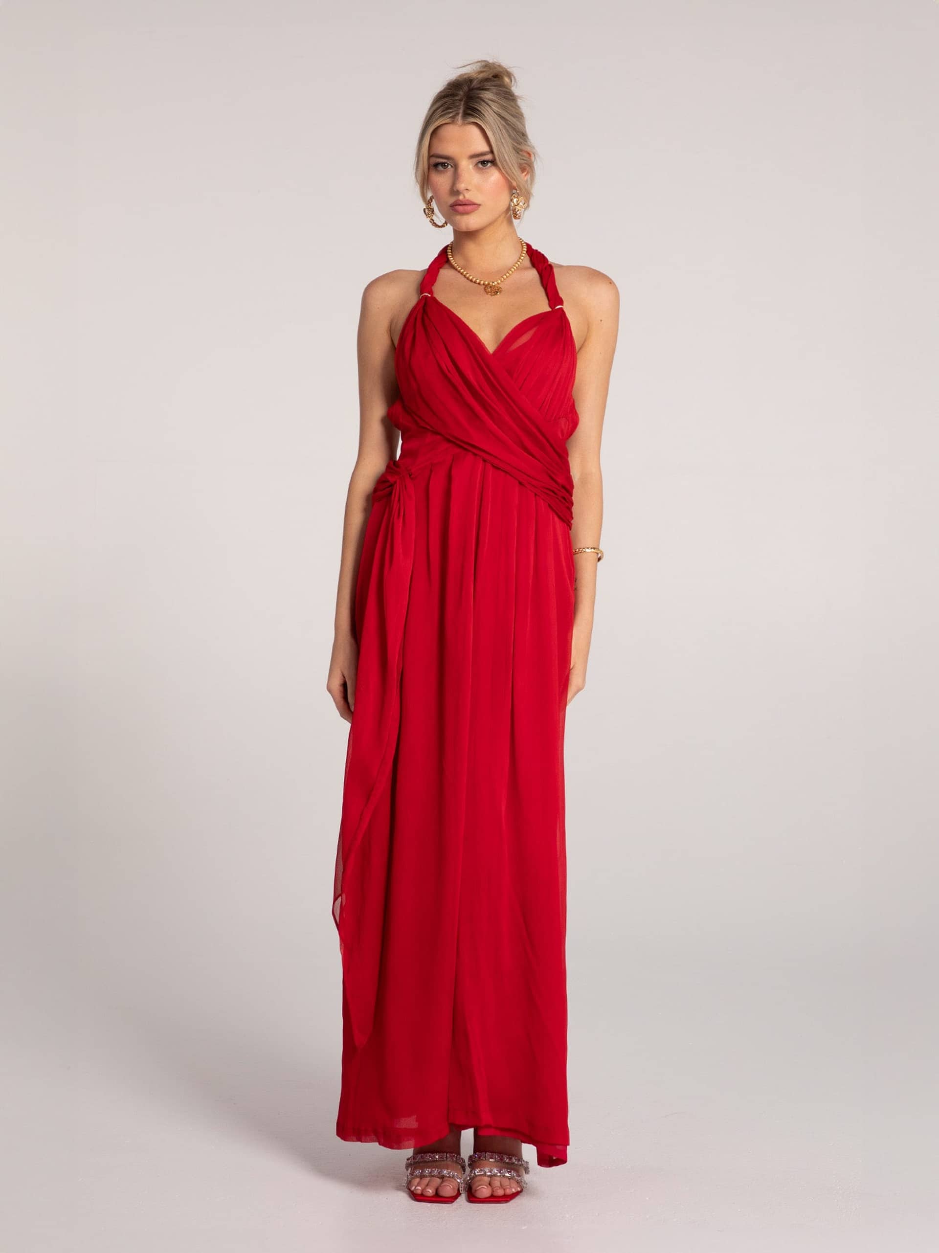 Amber Chiffon Dress (Red) made by Nana Jacqueline