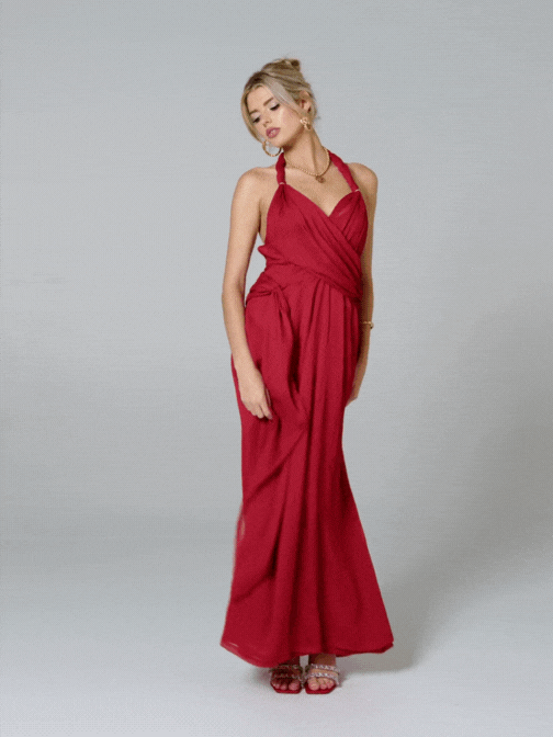 Amber Chiffon Dress (Red) made by Nana Jacqueline