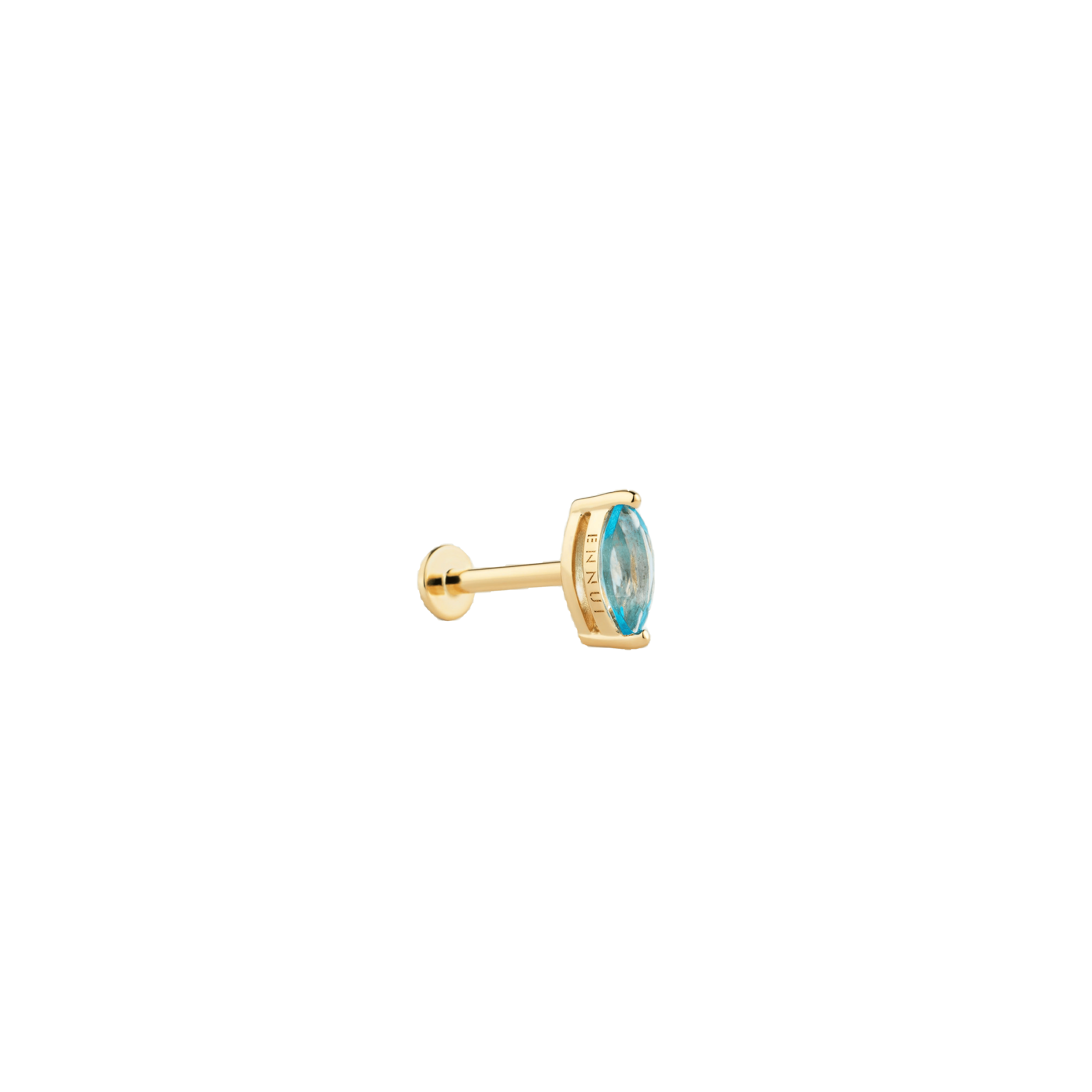 MARQUISE CUT BLUE TOPAZ LABRET - YELLOW GOLD made by ENNUI