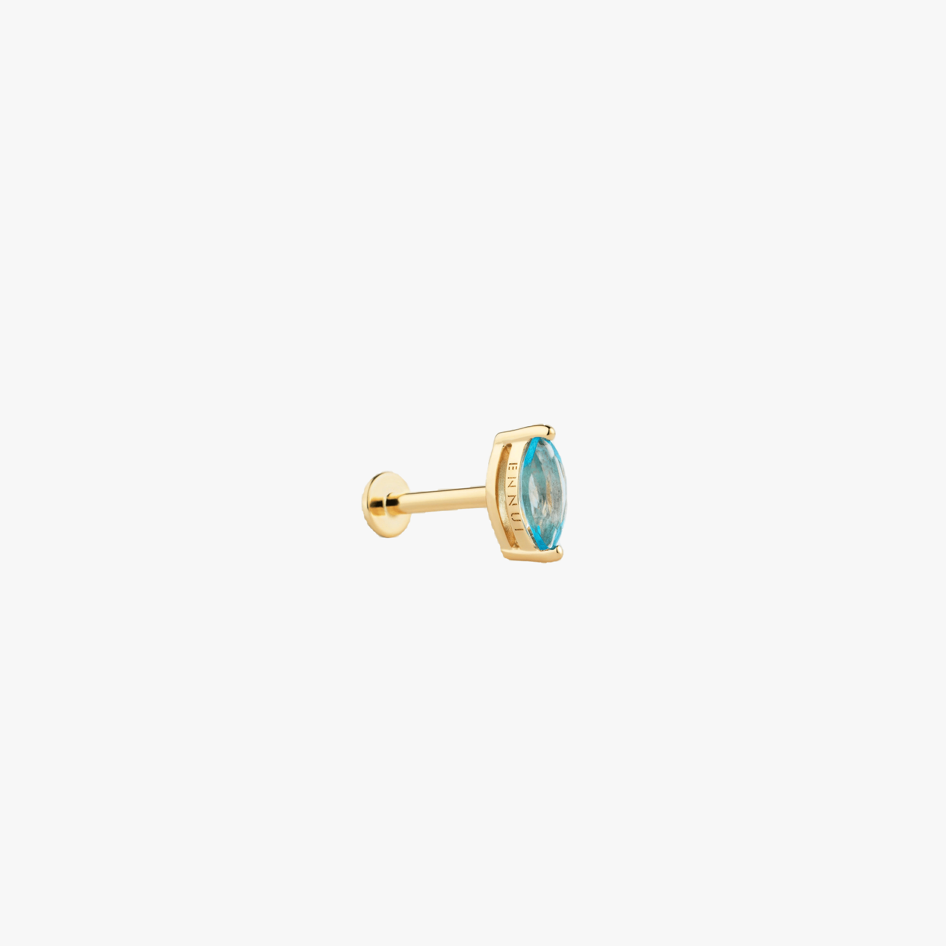 MARQUISE CUT BLUE TOPAZ LABRET - YELLOW GOLD made by ENNUI