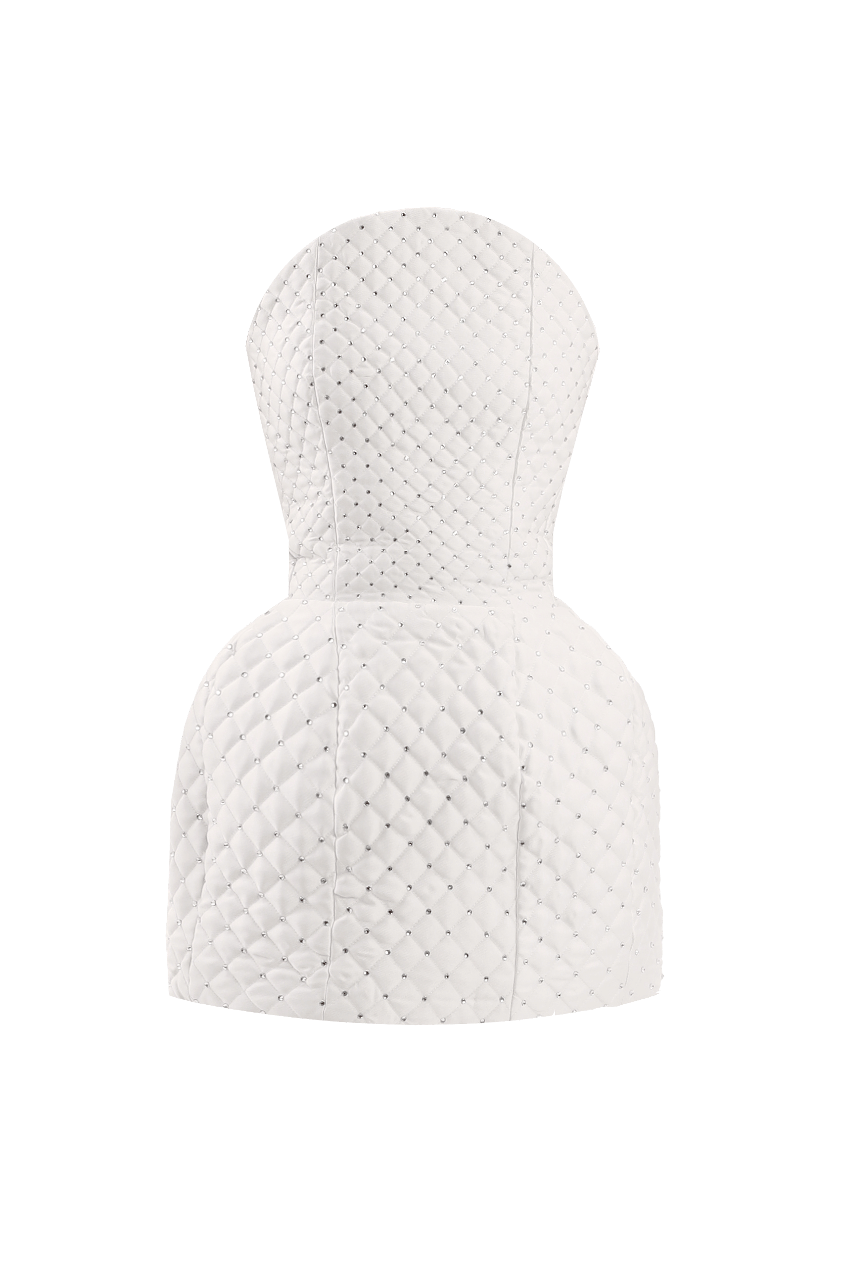 White crystal quilted mini dress made by Compte Spain