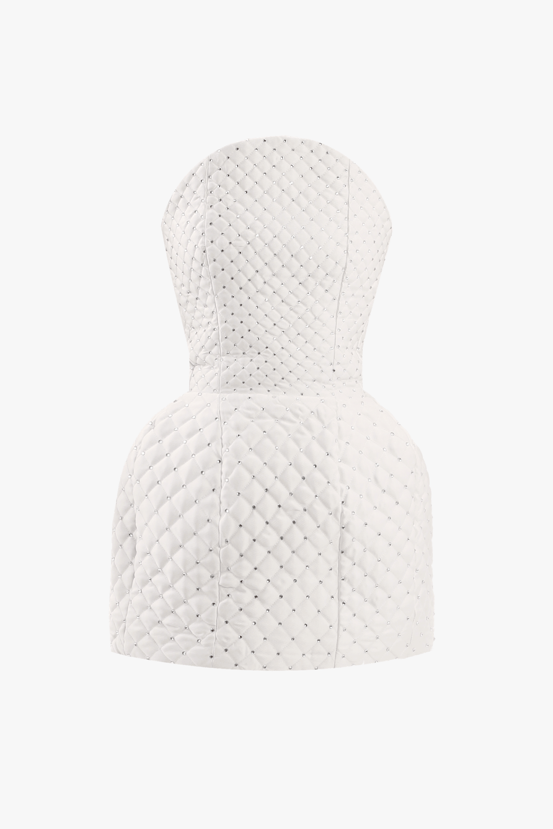 White crystal quilted mini dress made by Compte Spain