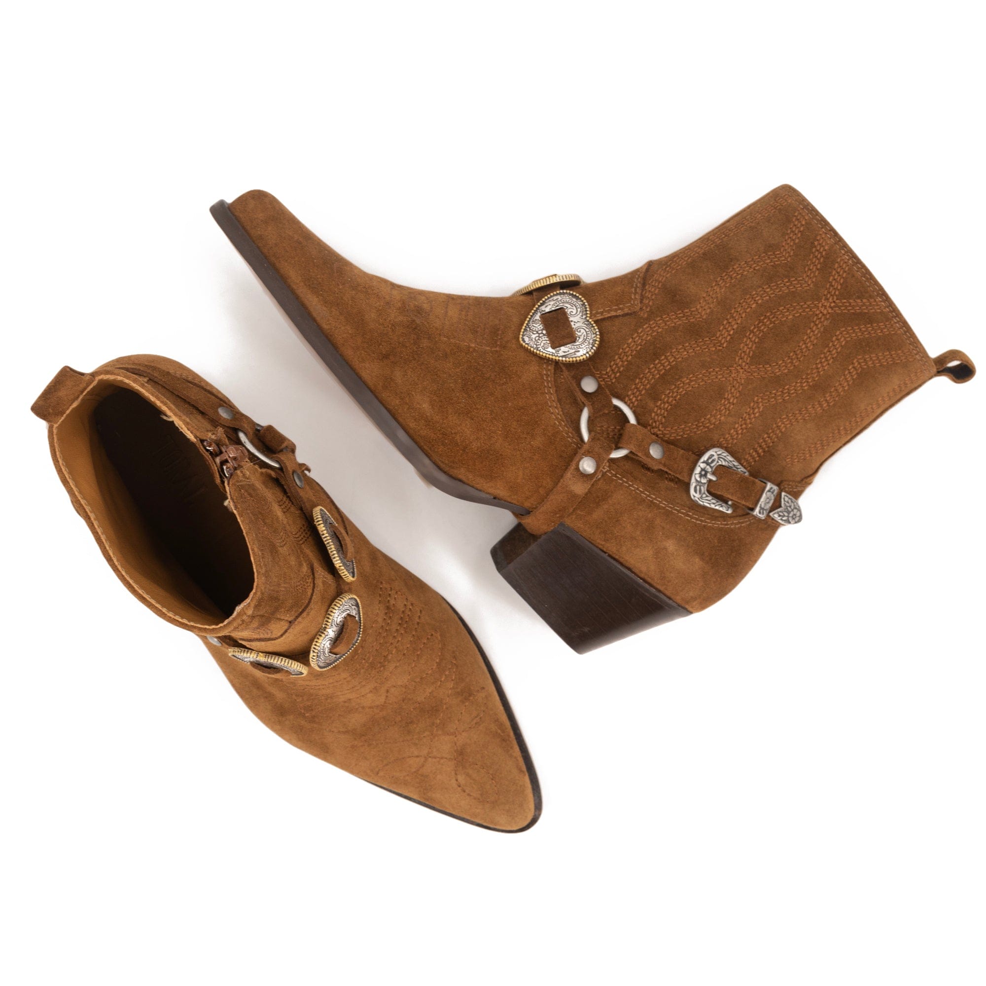 BLUES BROWN WESTERN BOOTIES made by Toral