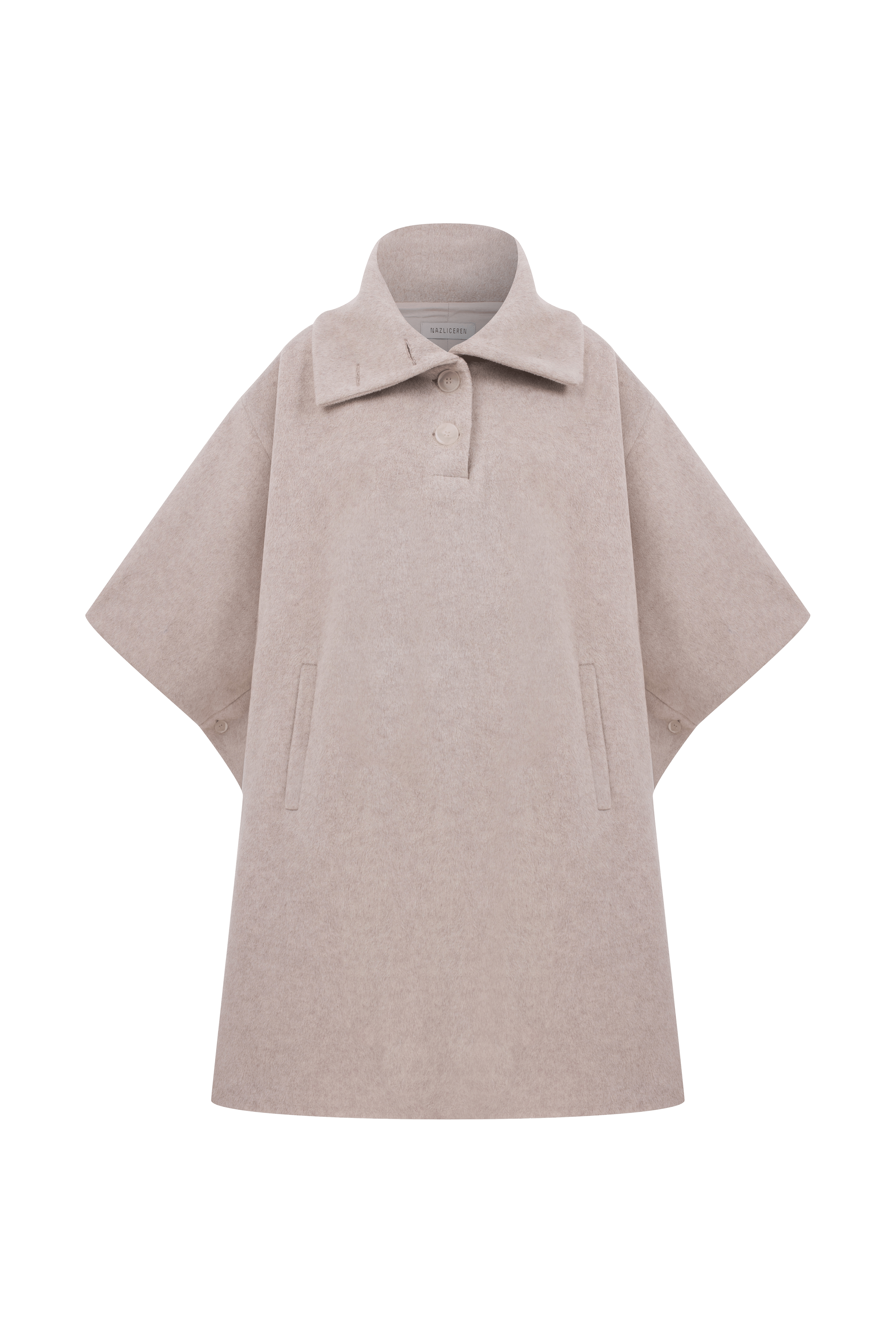 JARINE WOOL BLEND PONCHO IN LIGHT BEIGE made by Nazli Ceren