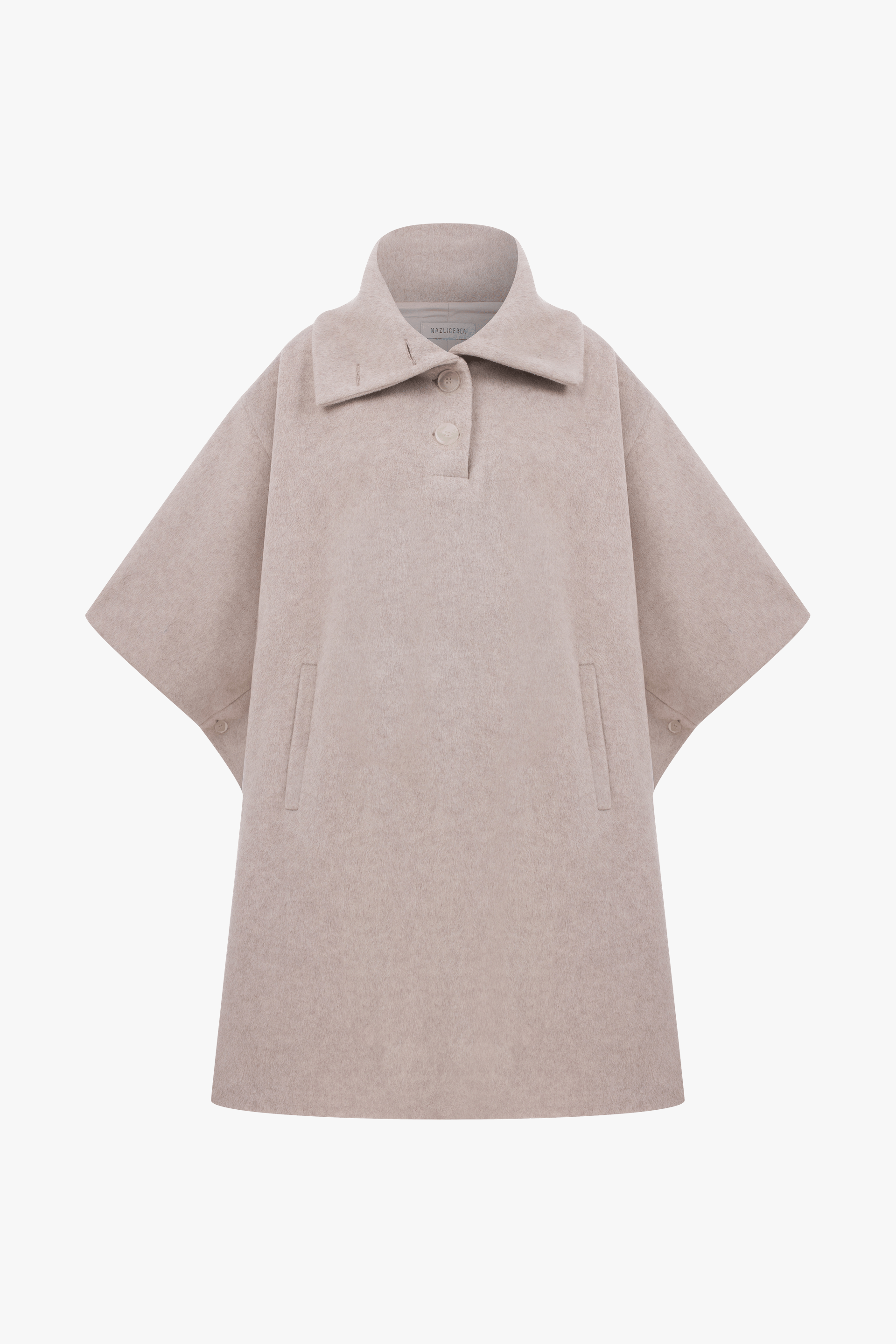 JARINE WOOL BLEND PONCHO IN LIGHT BEIGE made by Nazli Ceren