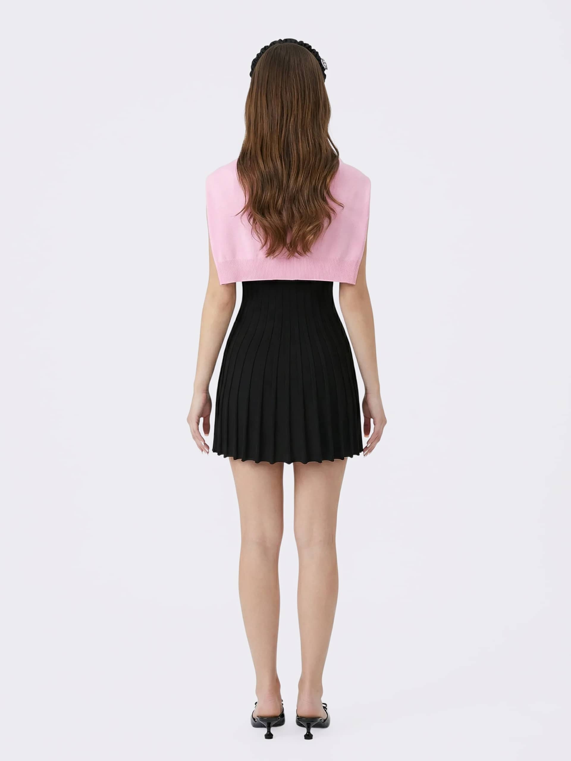 Ava Reverse Halter Black Knit Flared Dress made by Nana Jacqueline