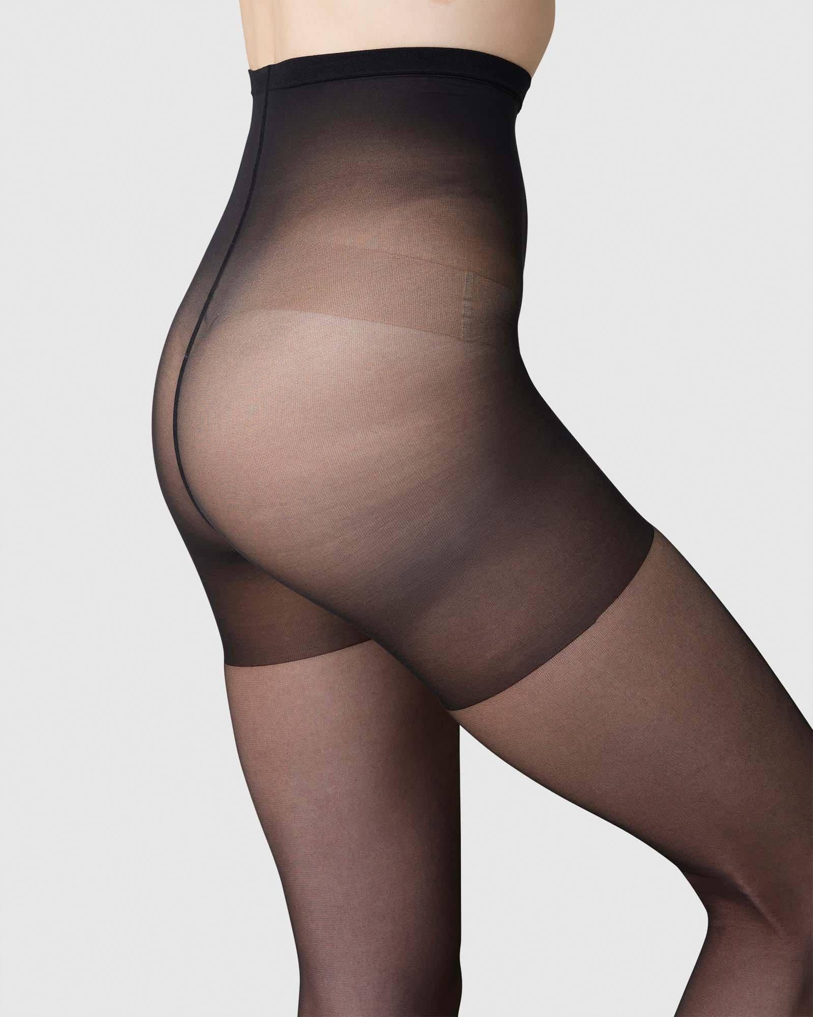 Tuva Sculpting Tights in Black made by Swedish Stockings