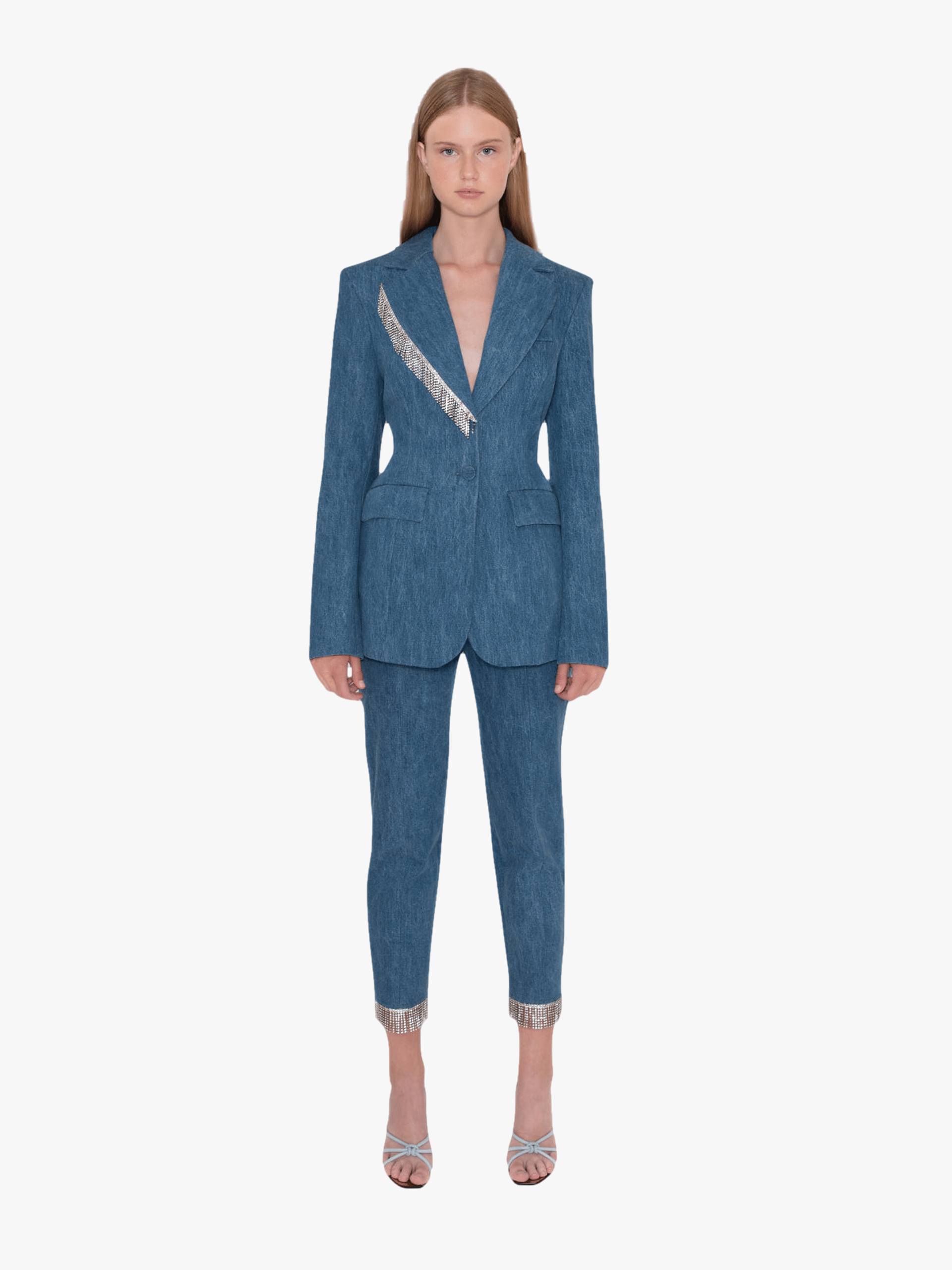 Terry Denim Blazer in Blue made by AÉRYNE